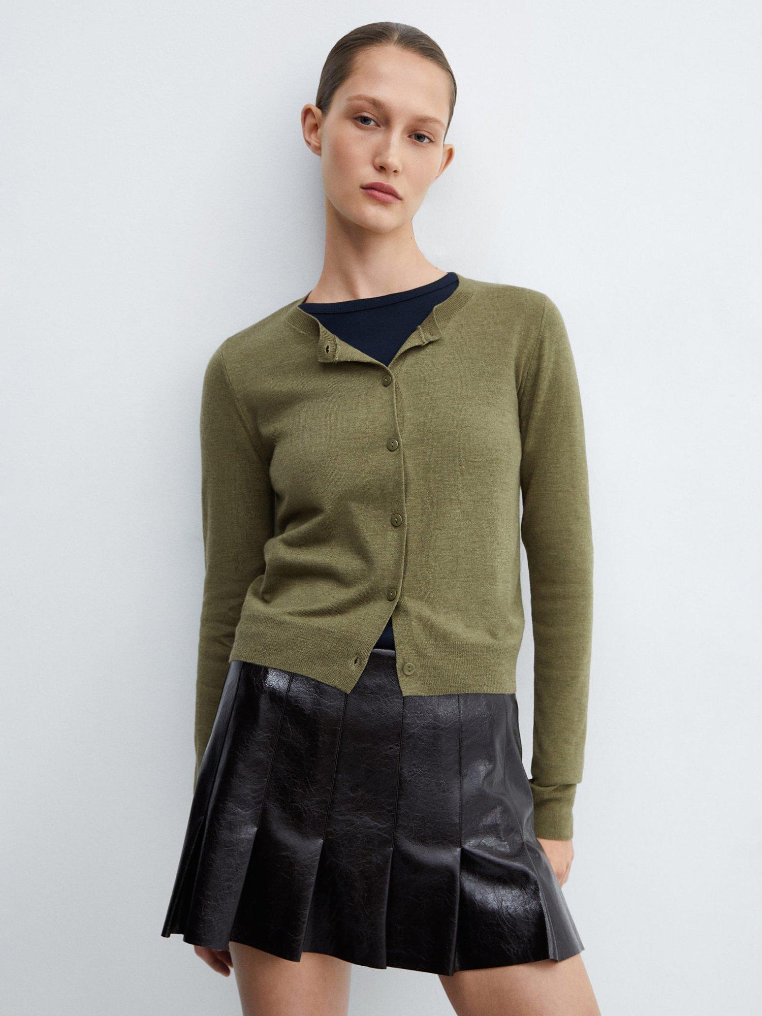 Mango Lukabob Button Knit Cardigan, Khaki