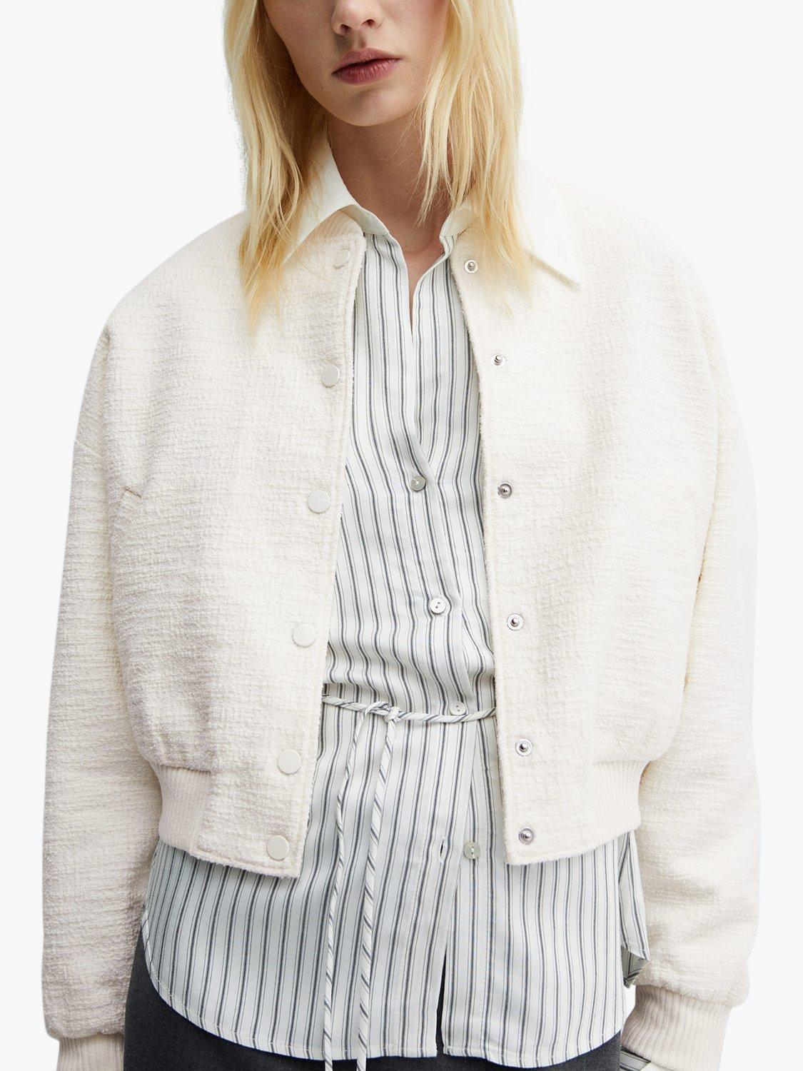 Mango Bomba Bomber Jacket, Light Beige