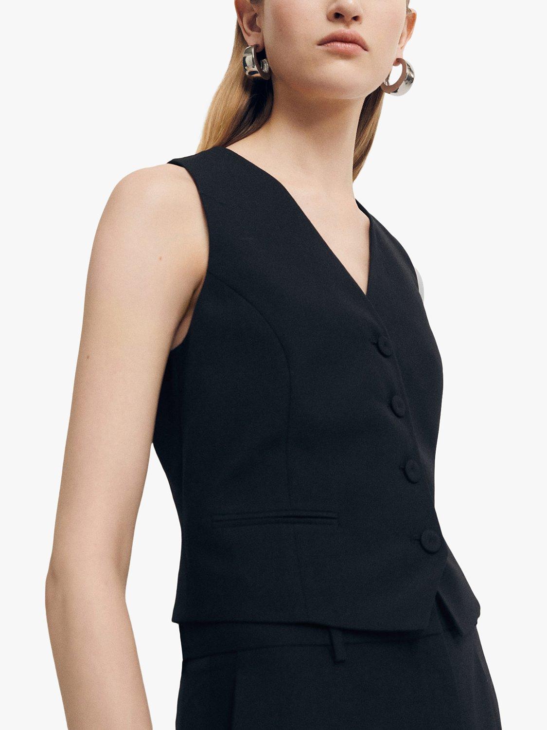 Mango Jordan Wool Blend Waistcoat, Black