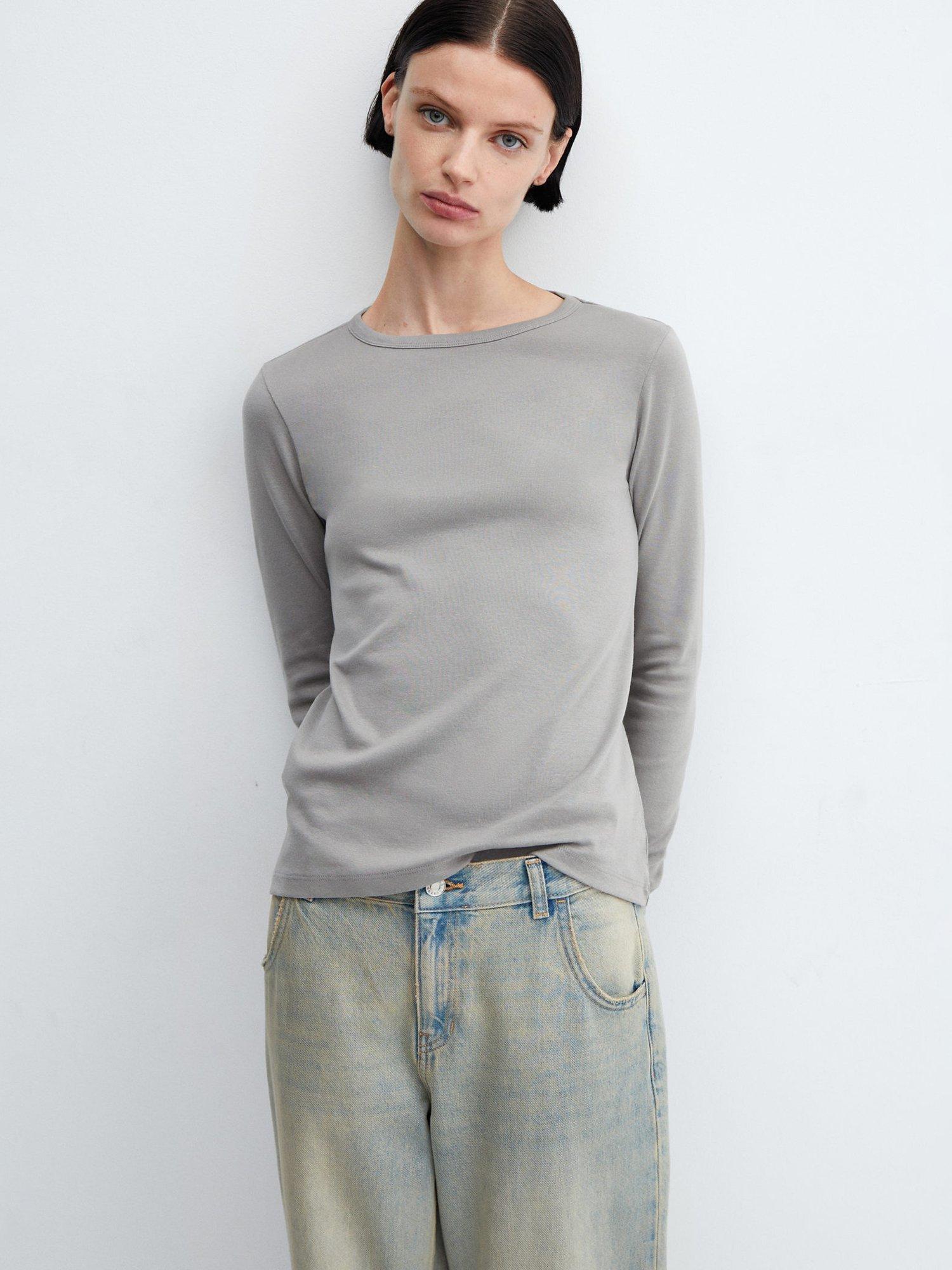 Mango Etoile Long Sleeve T-Shirt, Grey