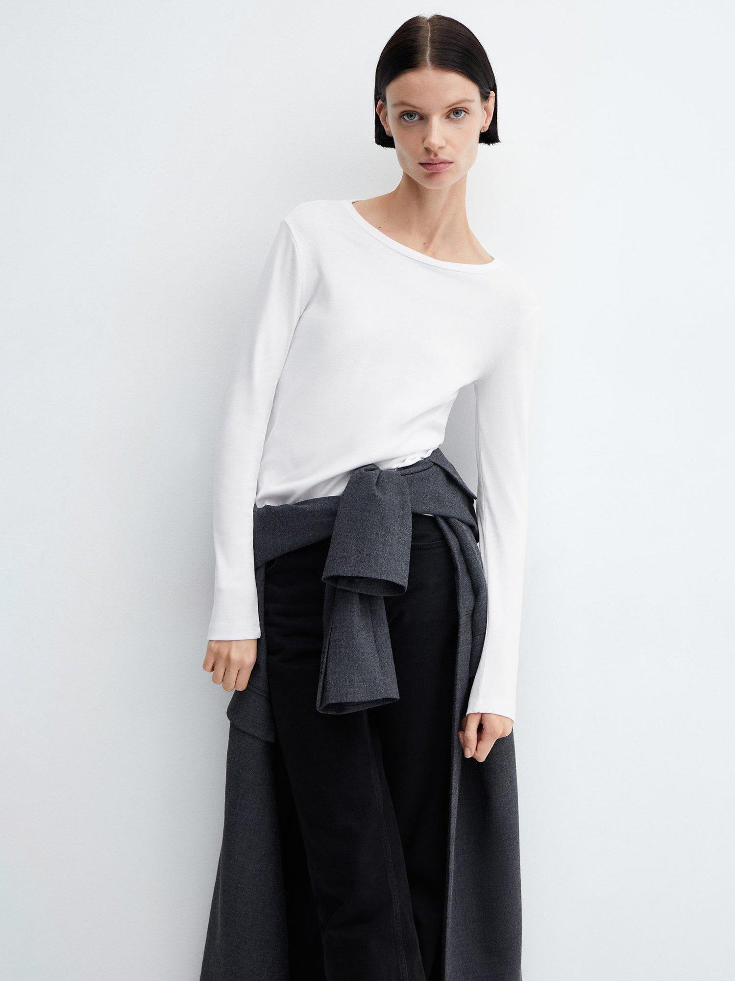 Mango Etoile Long Sleeve T-Shirt, White
