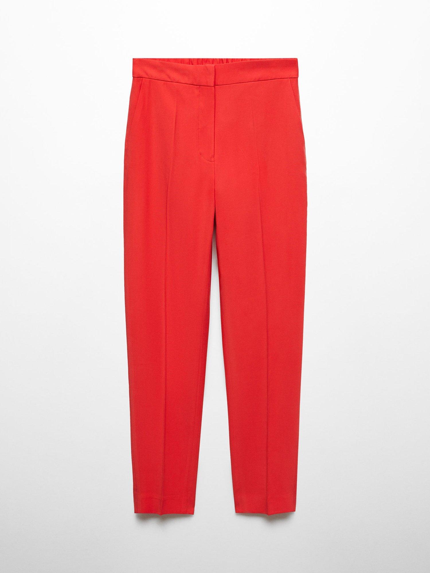 Mango Tempo Straight Suit Trousers, Bright Red, XXS