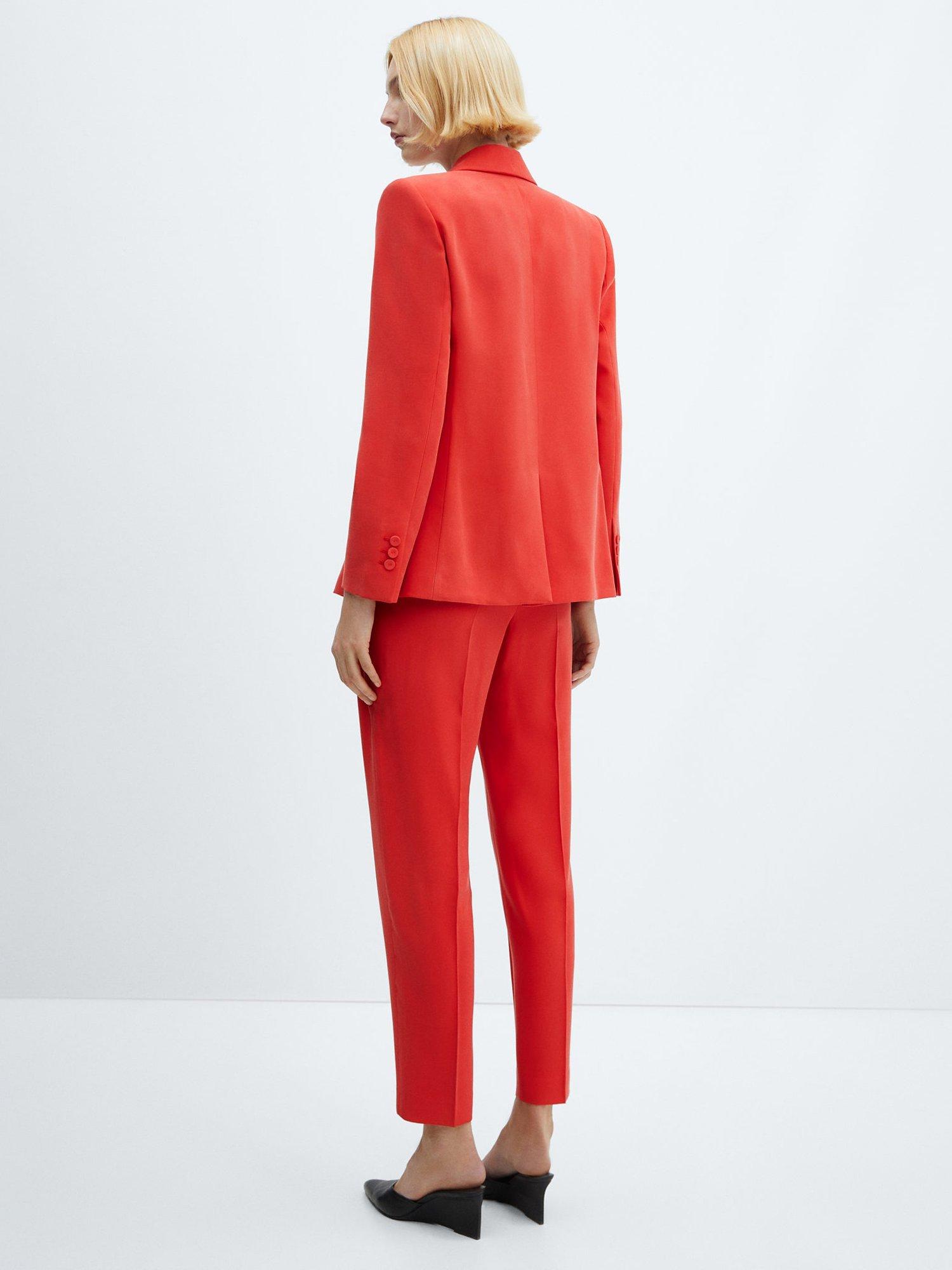 Mango Tempo Straight Suit Trousers, Bright Red, XXS