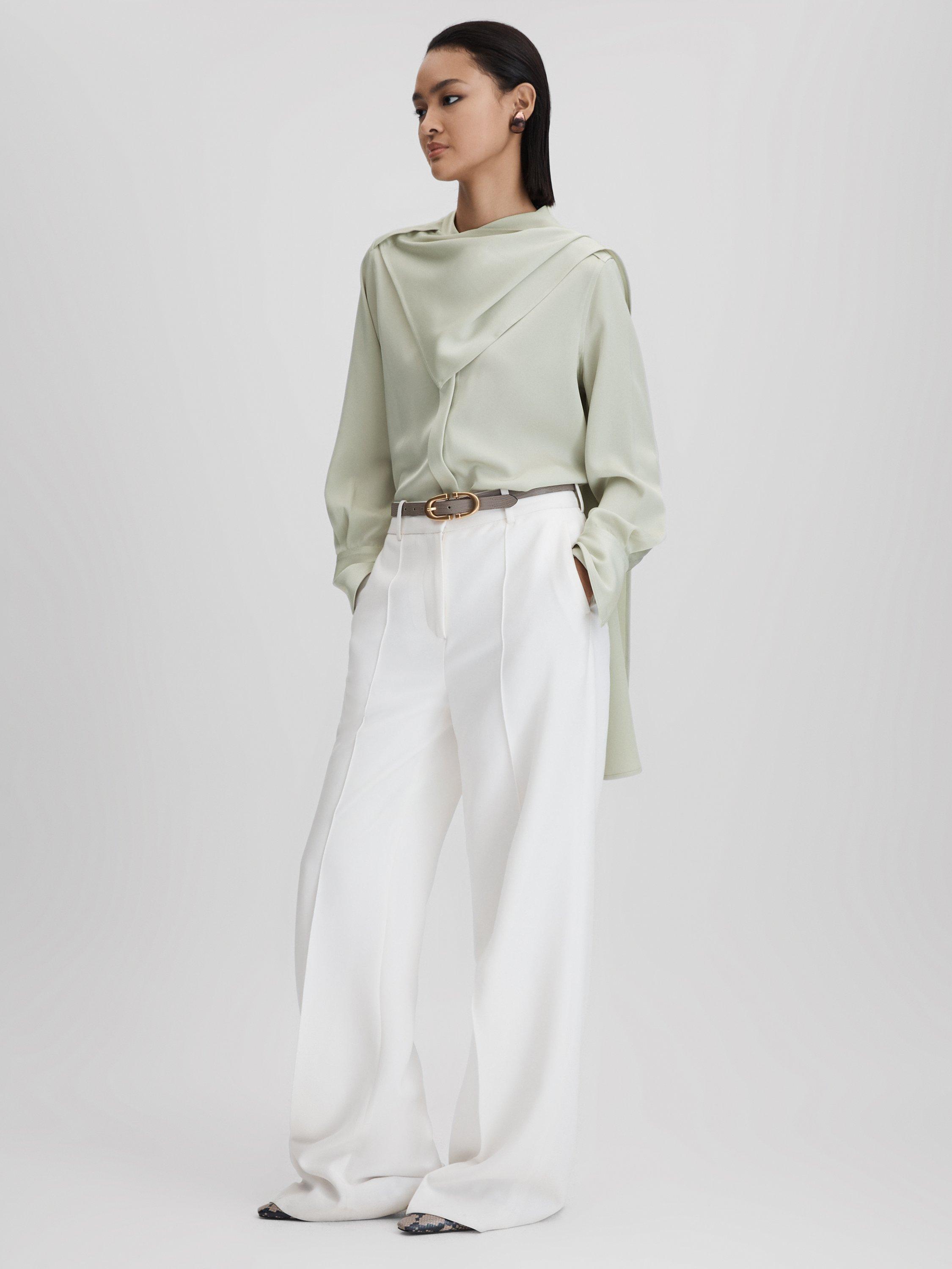 Reiss Emilia Chiffon Blouse, Sage