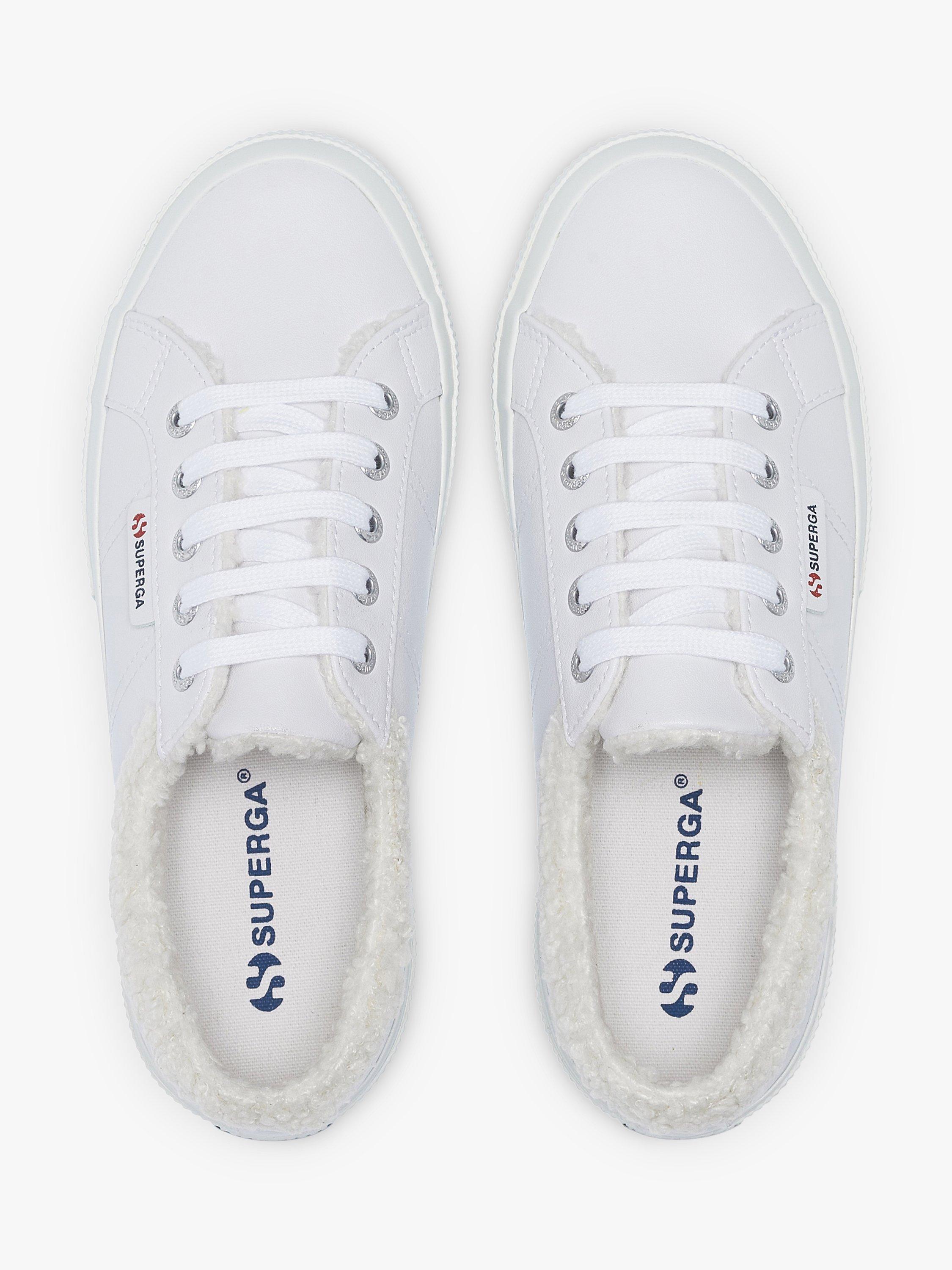 Superga 2750 Faux Fur Cuff Trainers Off White