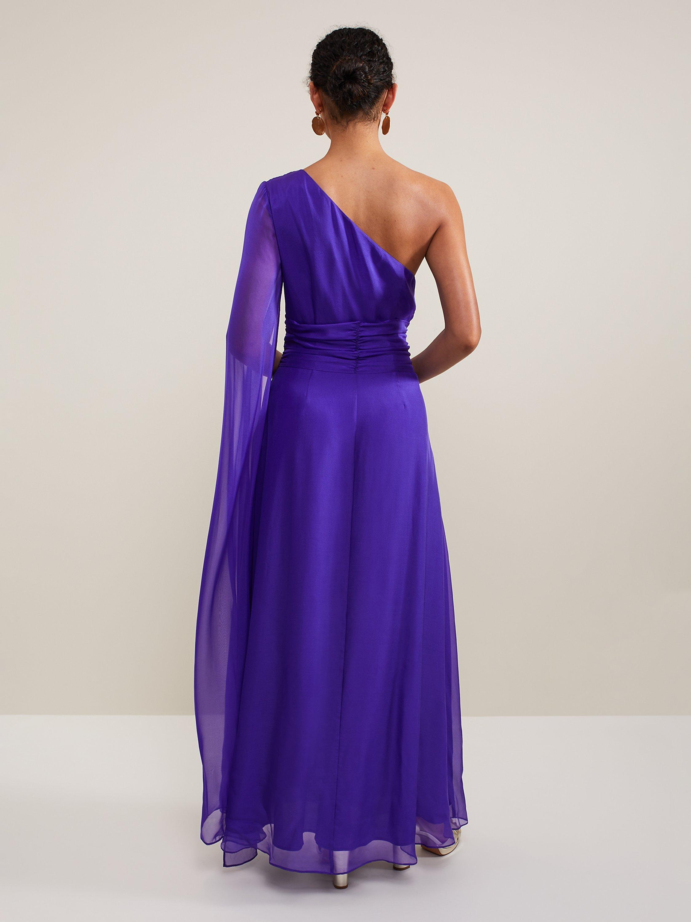 Phase Eight Darby One Shoulder Silk Maxi Dress Purple