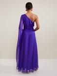 Phase Eight Darby One Shoulder Silk Maxi Dress, Purple