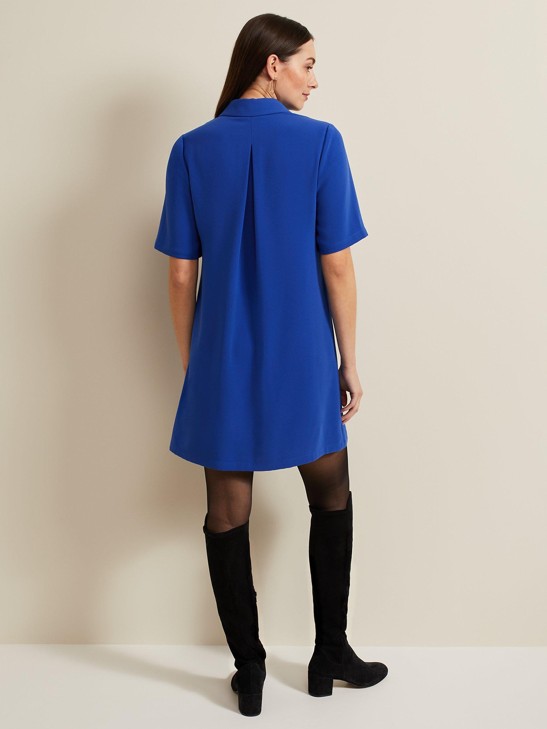 Product image 2 of 8, which shows Phase Eight Cara Mini Shirt Dress, Cobalt, 20