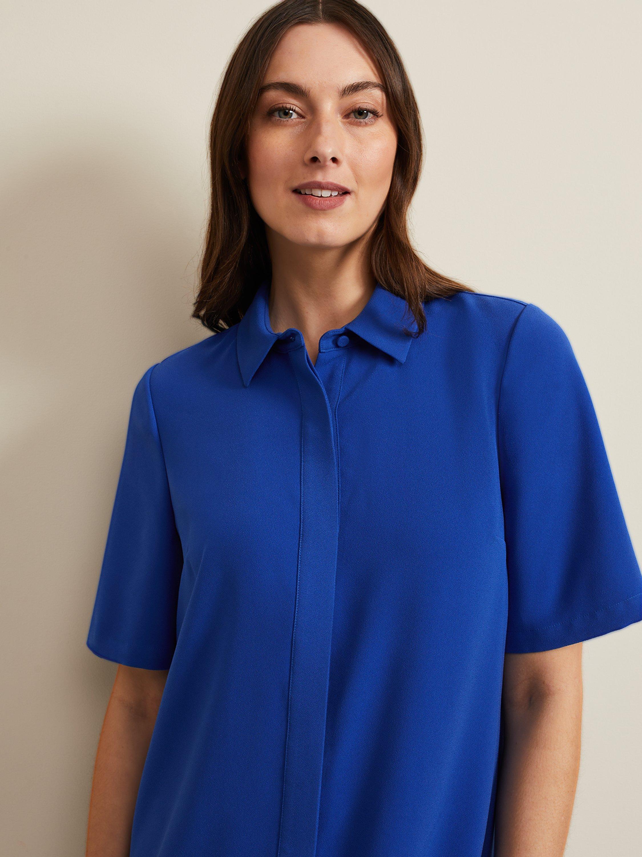 Product image 4 of 8, which shows Phase Eight Cara Mini Shirt Dress, Cobalt, 20