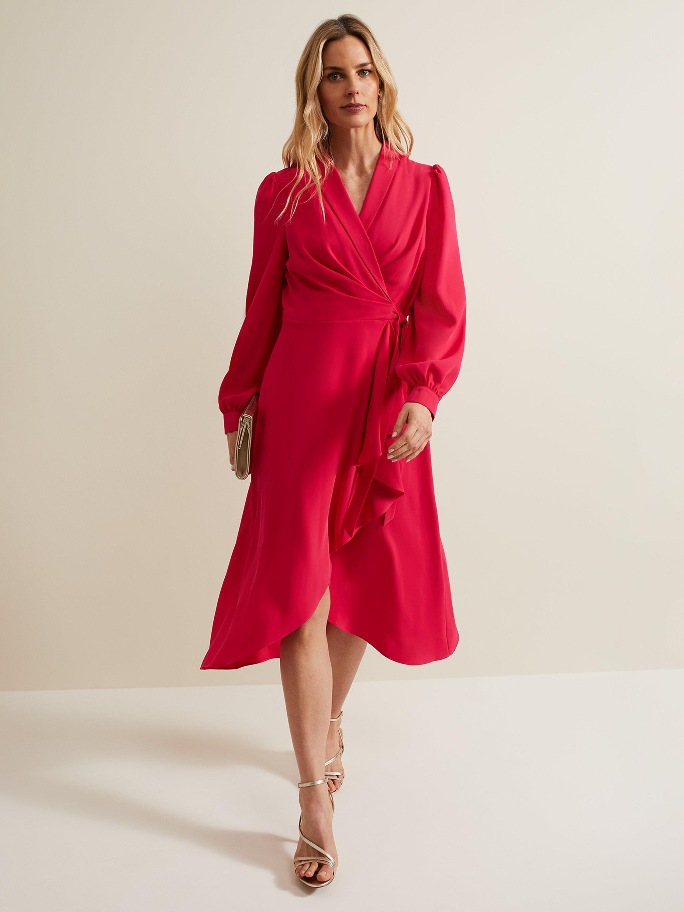 Phase Eight Philippa Midi Wrap Dress Pink