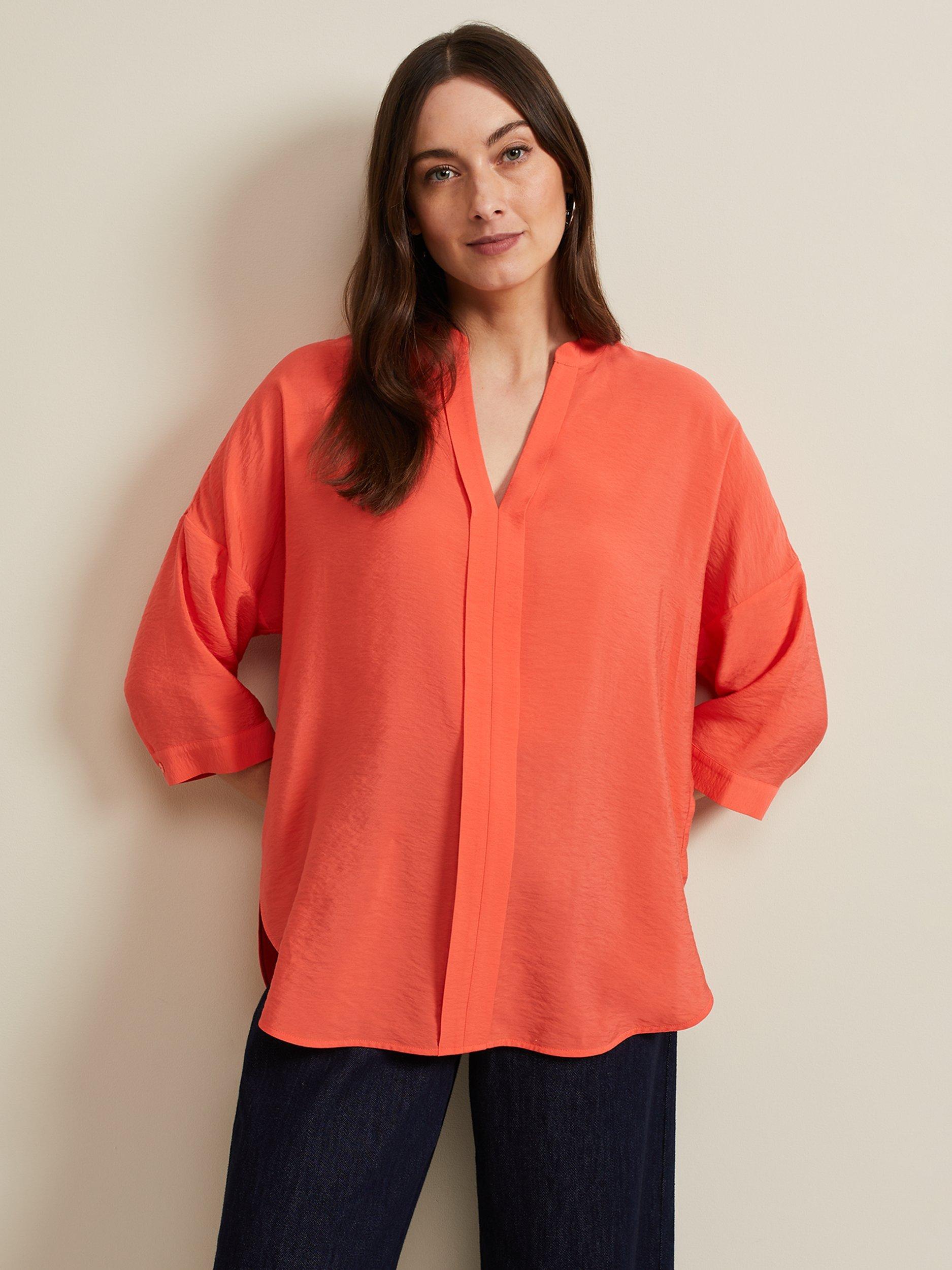 Phase Eight Cynthia 3/4 Sleeve Shirt, Coral