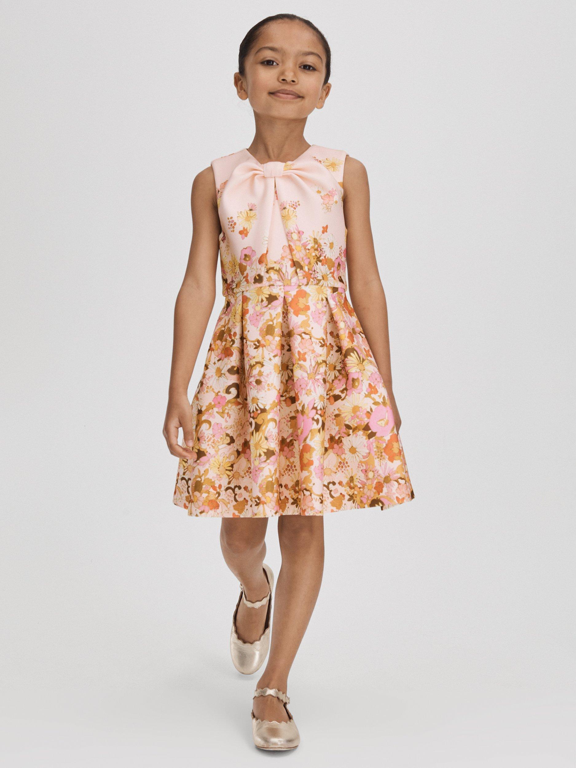 Reiss Kids' Josephine Floral Print Scuba Dress, Multi