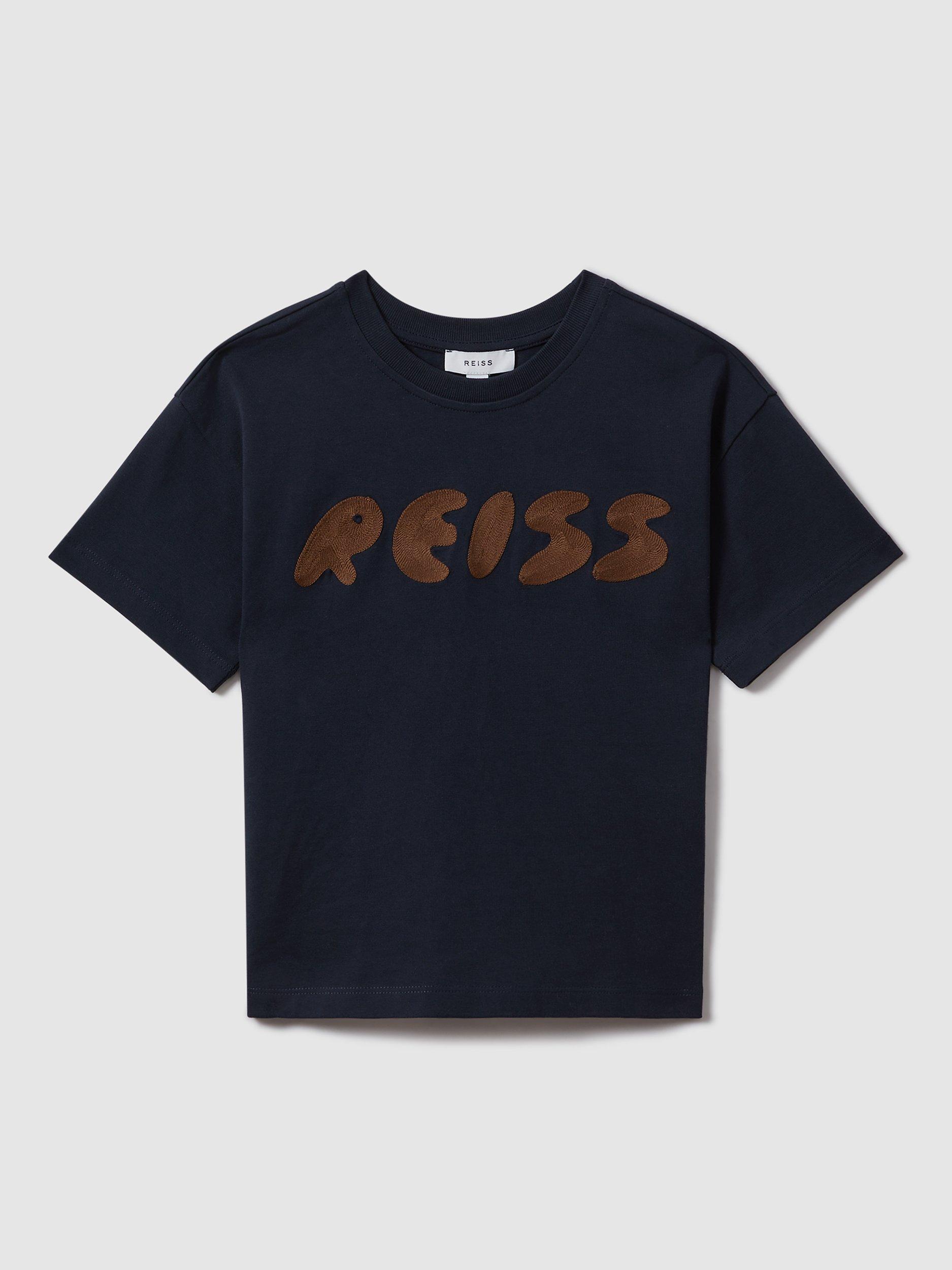 Reiss Kids' Sands Bubble Logo T-Shirt, Navy