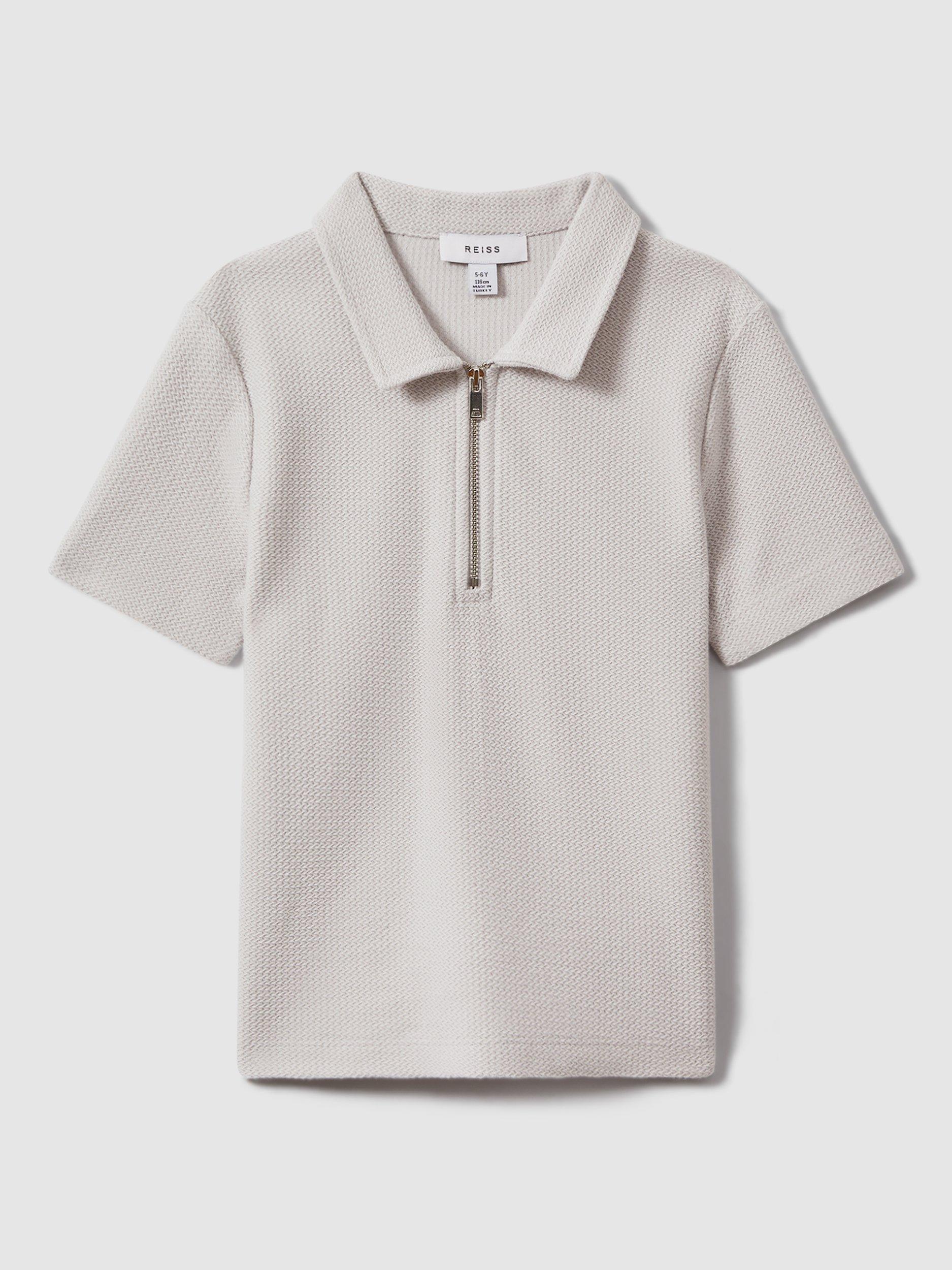 Reiss Kids' Felix Textured Half Zip Top, Silver