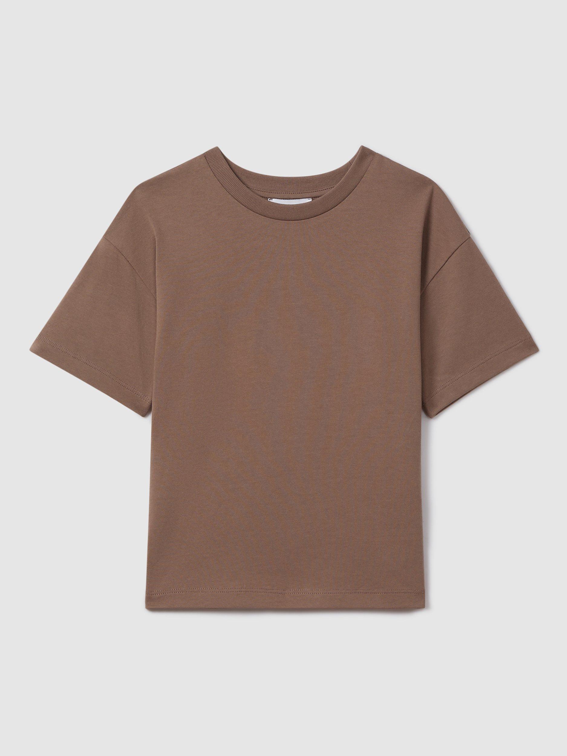 Reiss Kids' Selby Oversized Crew Neck T-Shirt, Mocha