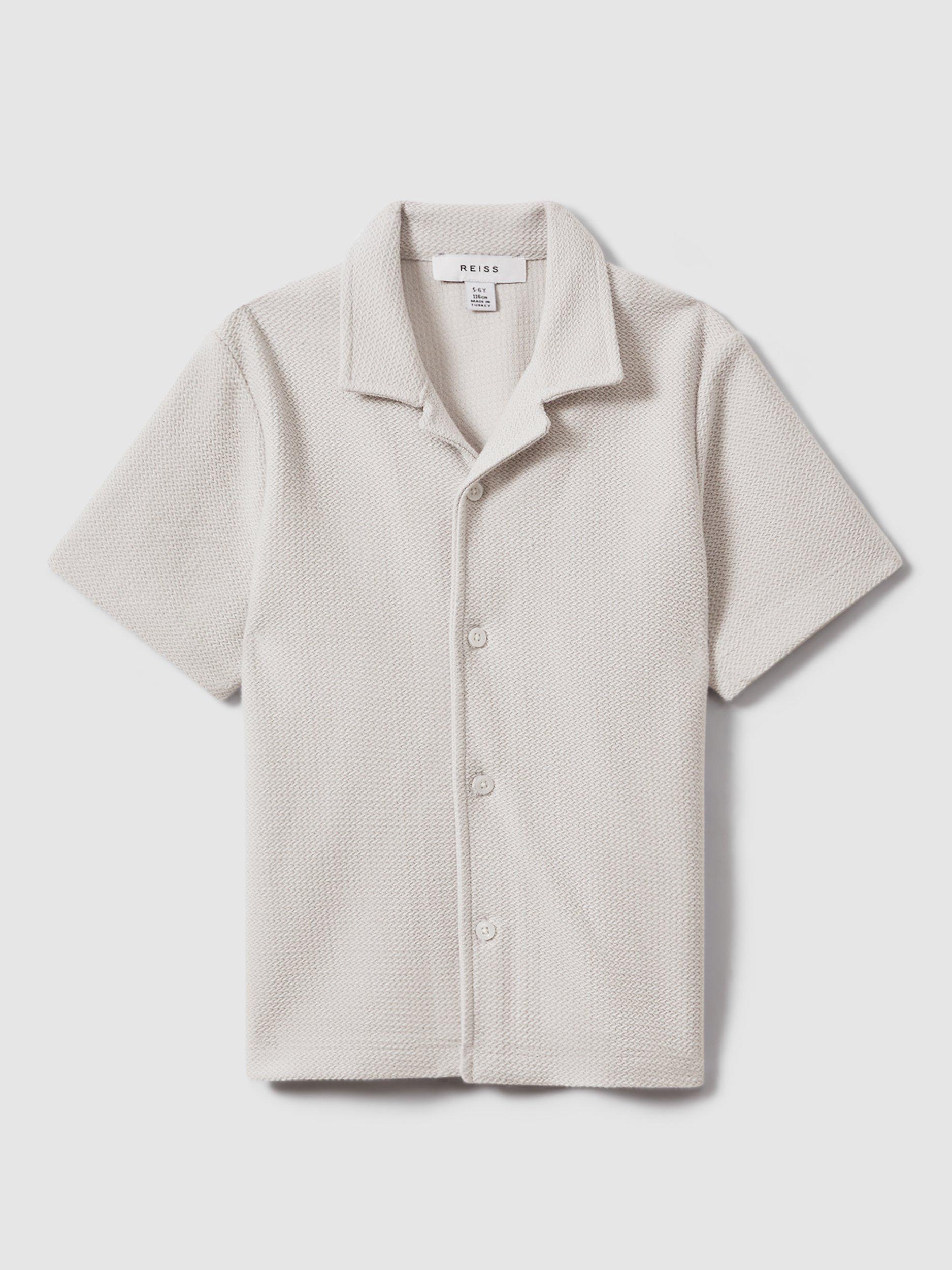 Reiss Kids' Gerrard Textured Button Shirt, Silver