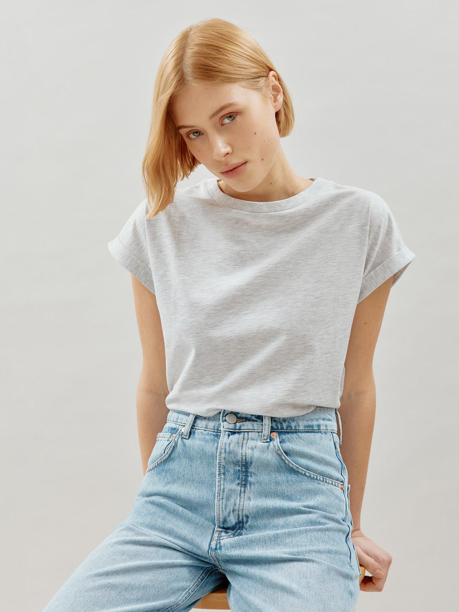 Albaray Roll Back Cuff T-Shirt, Grey, 8