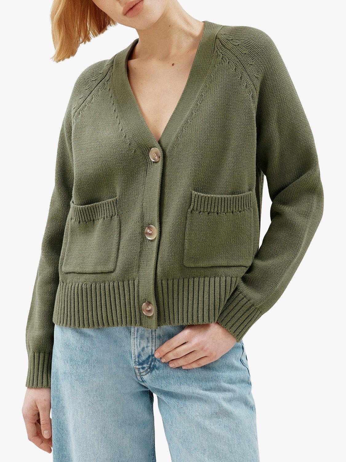 Product image 1 of 5, which shows Albaray Relaxed Cotton Cardigan, Olive, 8