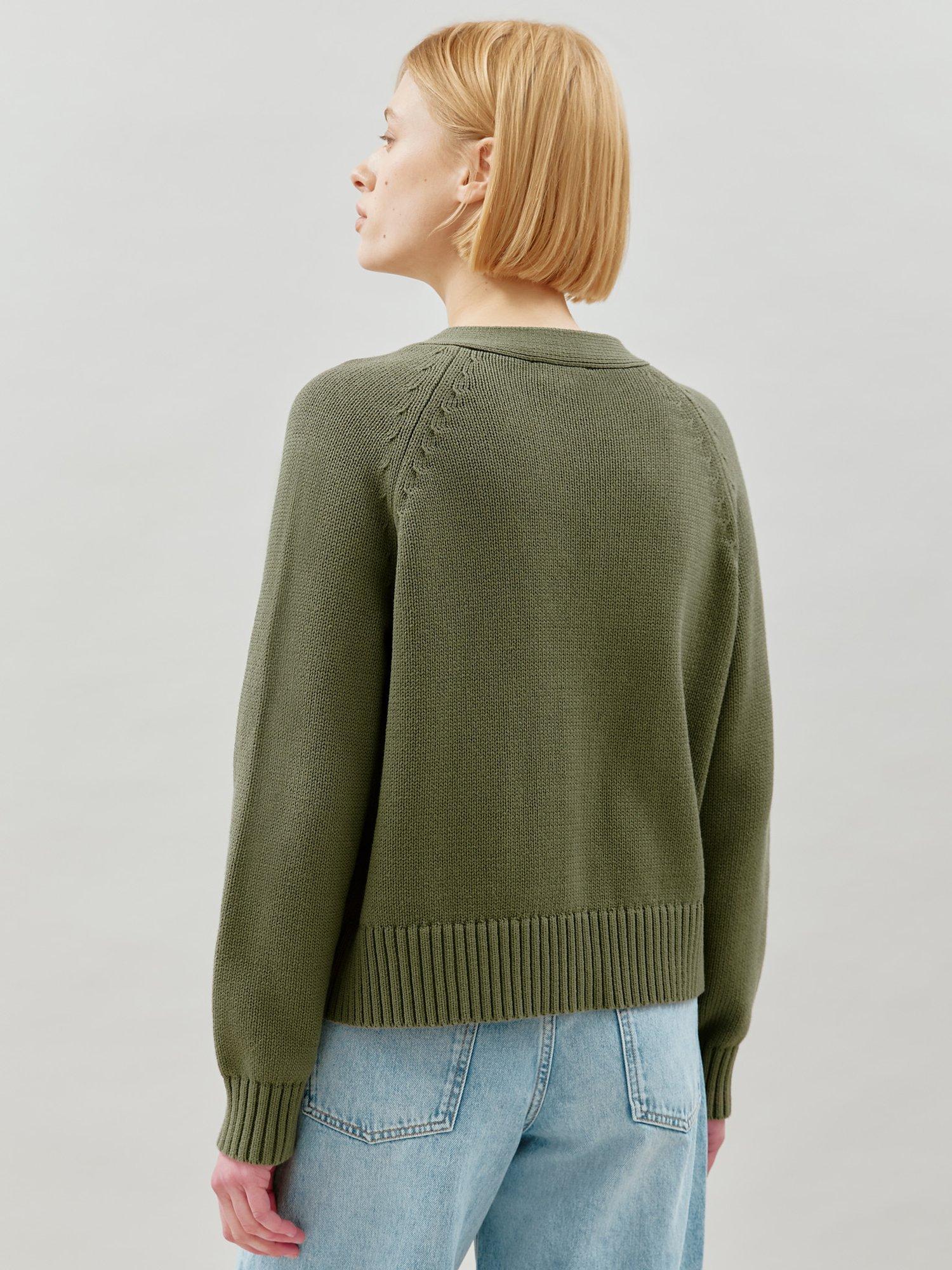 Product image 2 of 5, which shows Albaray Relaxed Cotton Cardigan, Olive, 8