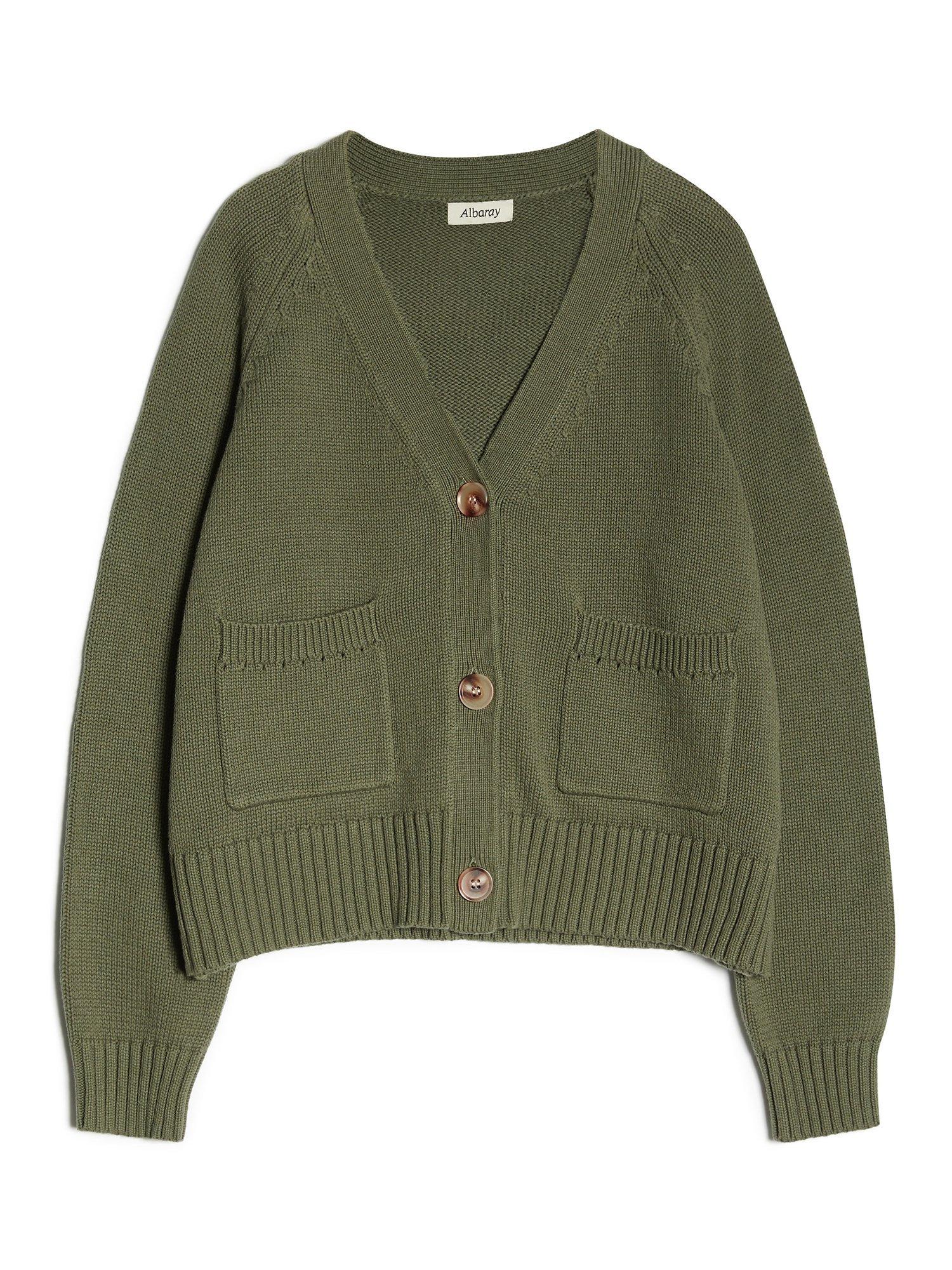Product image 5 of 5, which shows Albaray Relaxed Cotton Cardigan, Olive, 8