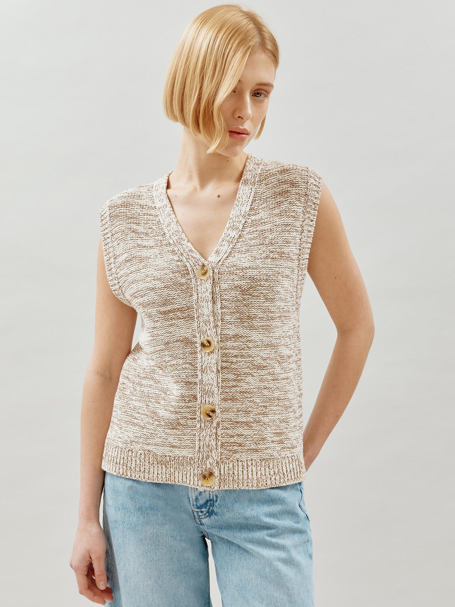 Albaray Tweed Knitted Waistcoat, Brown