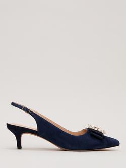 Phase Eight Suede Embellished Kitten Heels, Navy, Navy