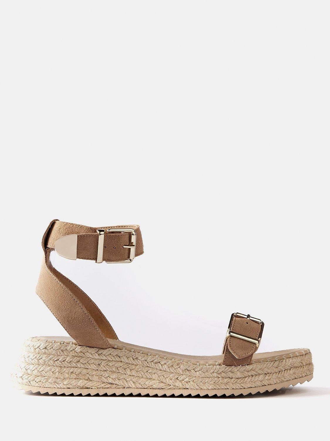 Mint Velvet Suede Flatform Espadrille Sandals, Tan