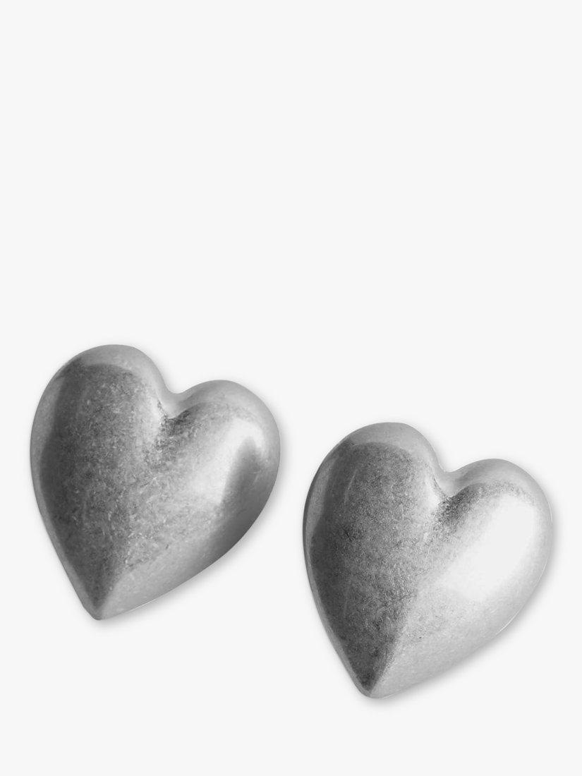 Mint Velvet Large Heart Stud Earrings, Silver