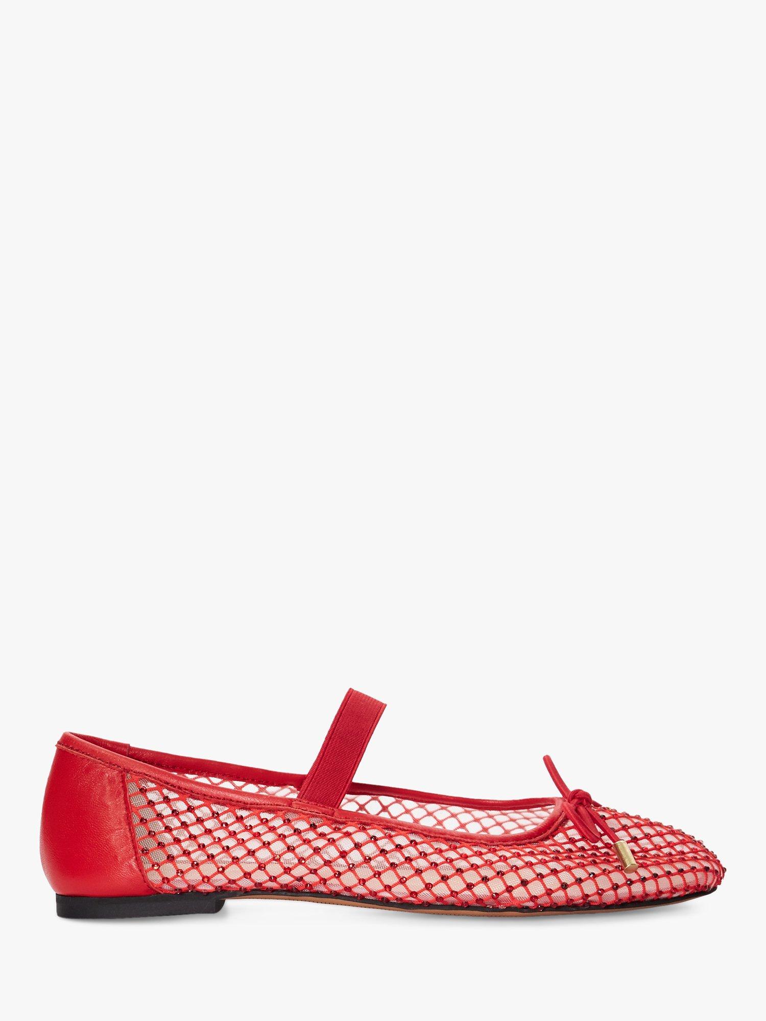Product image 1 of 6, which shows Dune London Happeningg Embellished Fabric Pumps, Red, 3