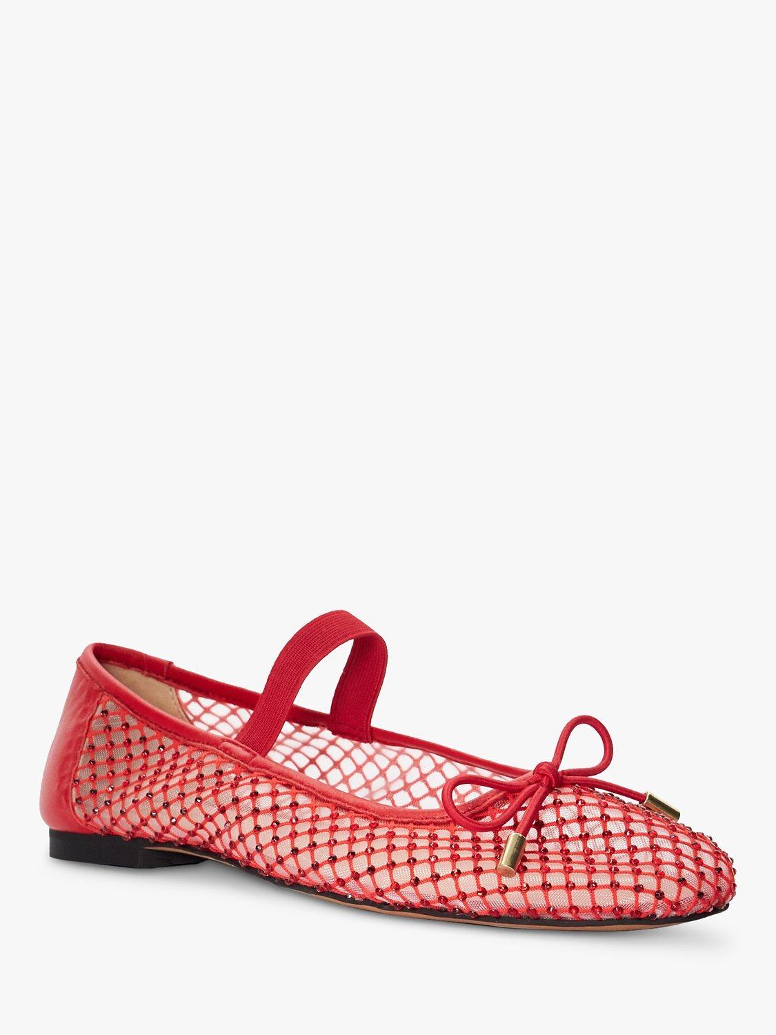 Product image 3 of 6, which shows Dune London Happeningg Embellished Fabric Pumps, Red, 3
