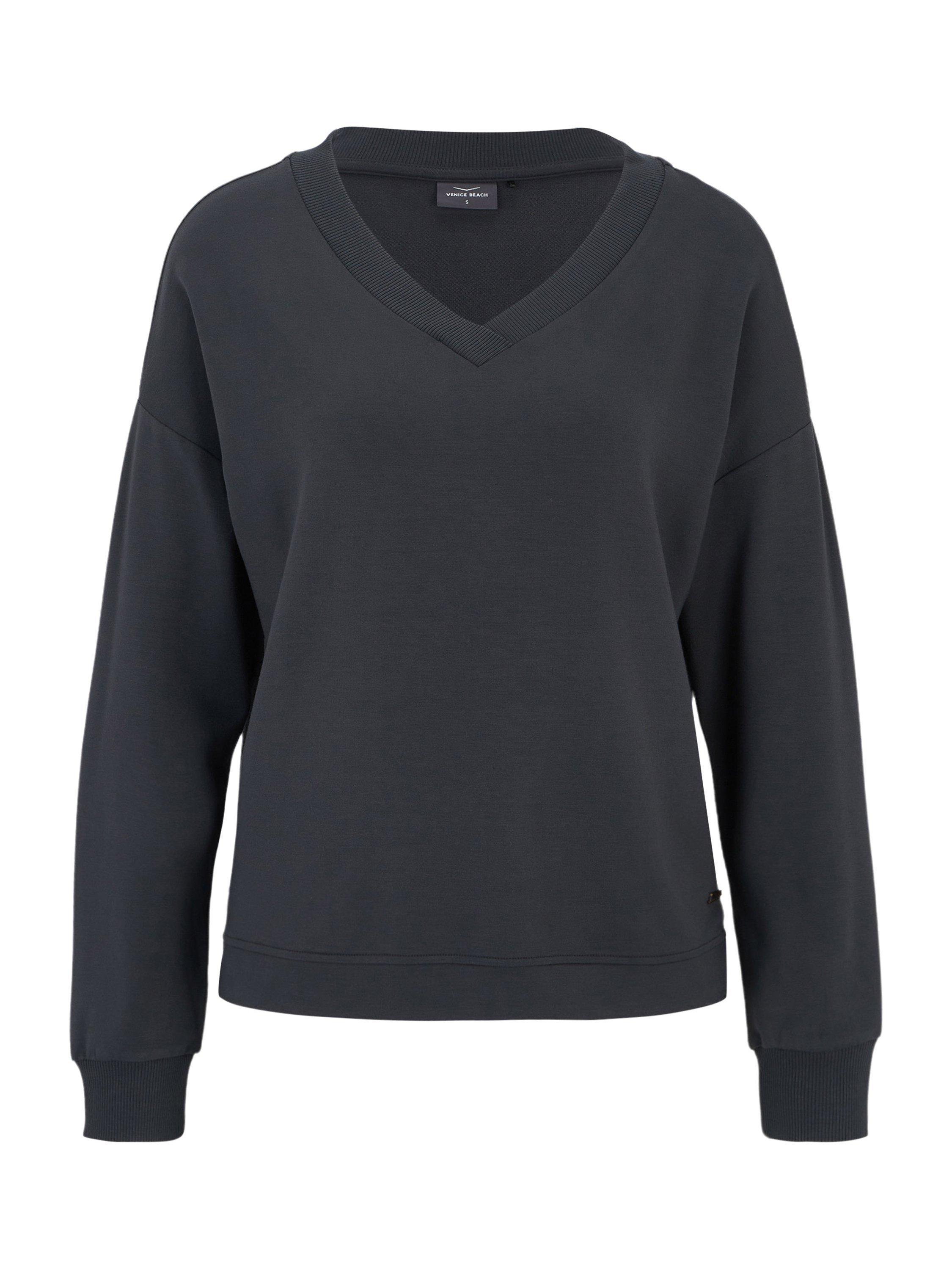 Product image 4 of 7, which shows Venice Beach Maliya V-Neck Sweatshirt, Black Charcoal, XS
