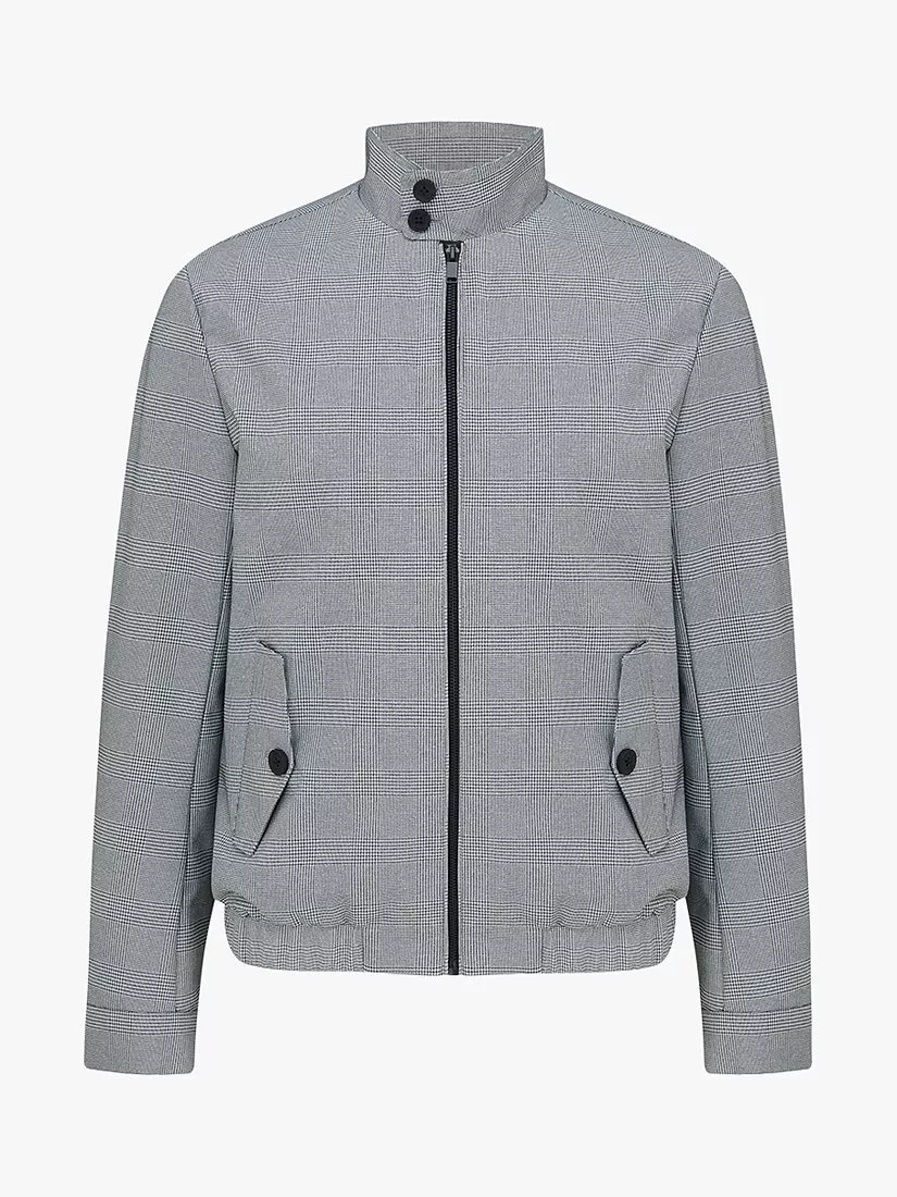 Guards London Barton Check Lightweight Harrington Jacket, Grey