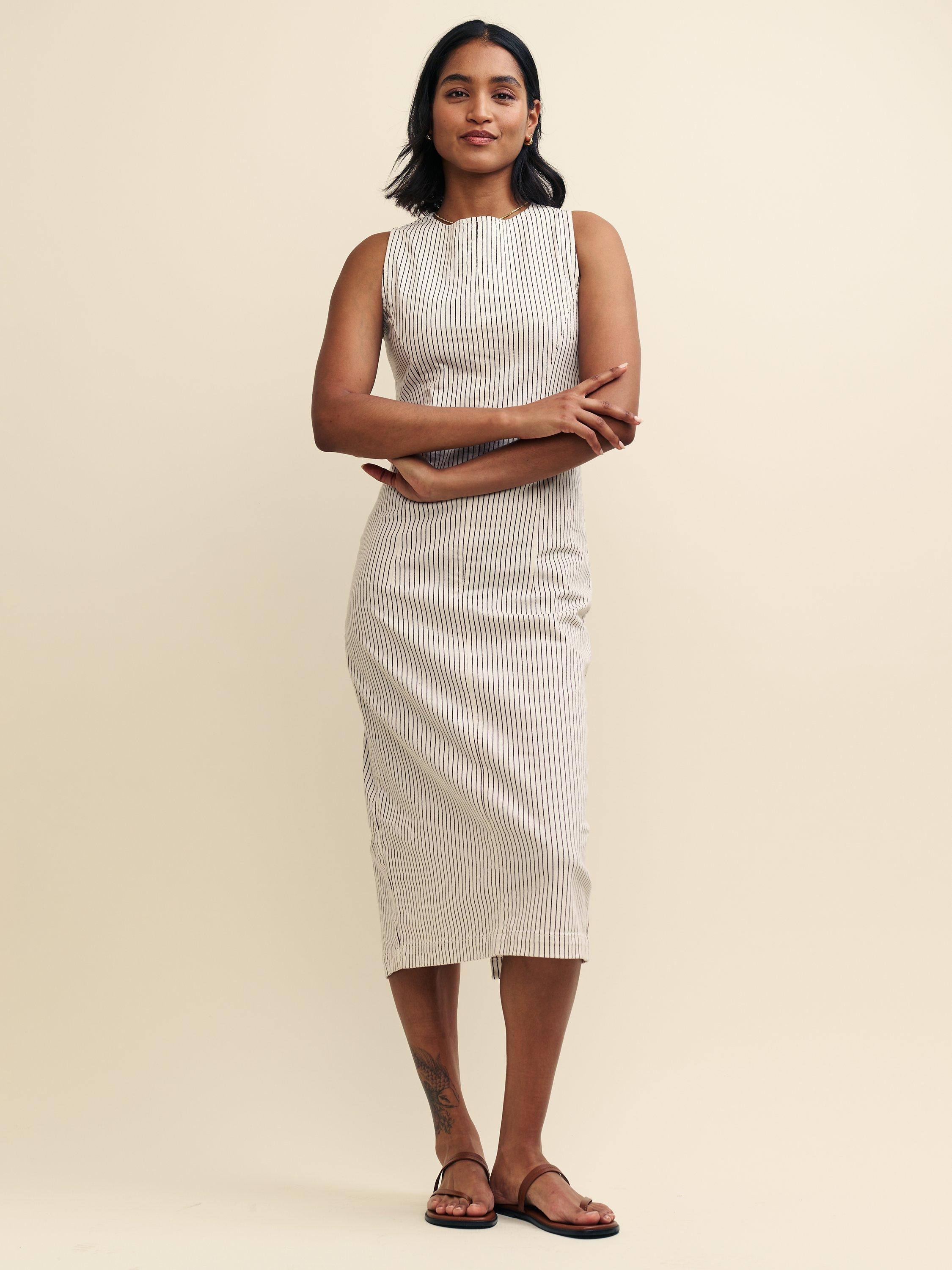 Nobody's Child Farringdon Stripe Midi Shift Dress, Cream