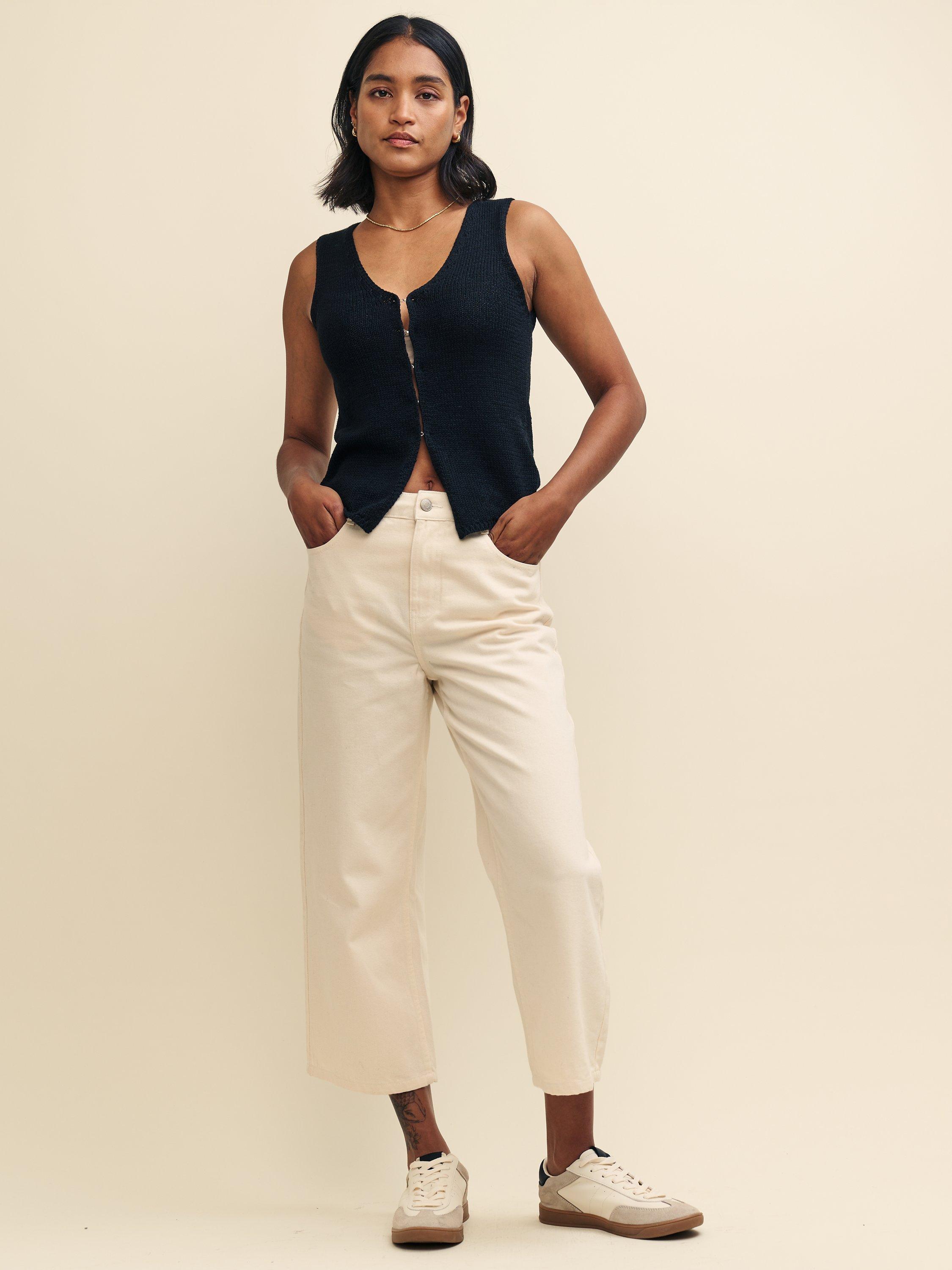 Nobody's Child Cropped Wide Leg Jeans, White