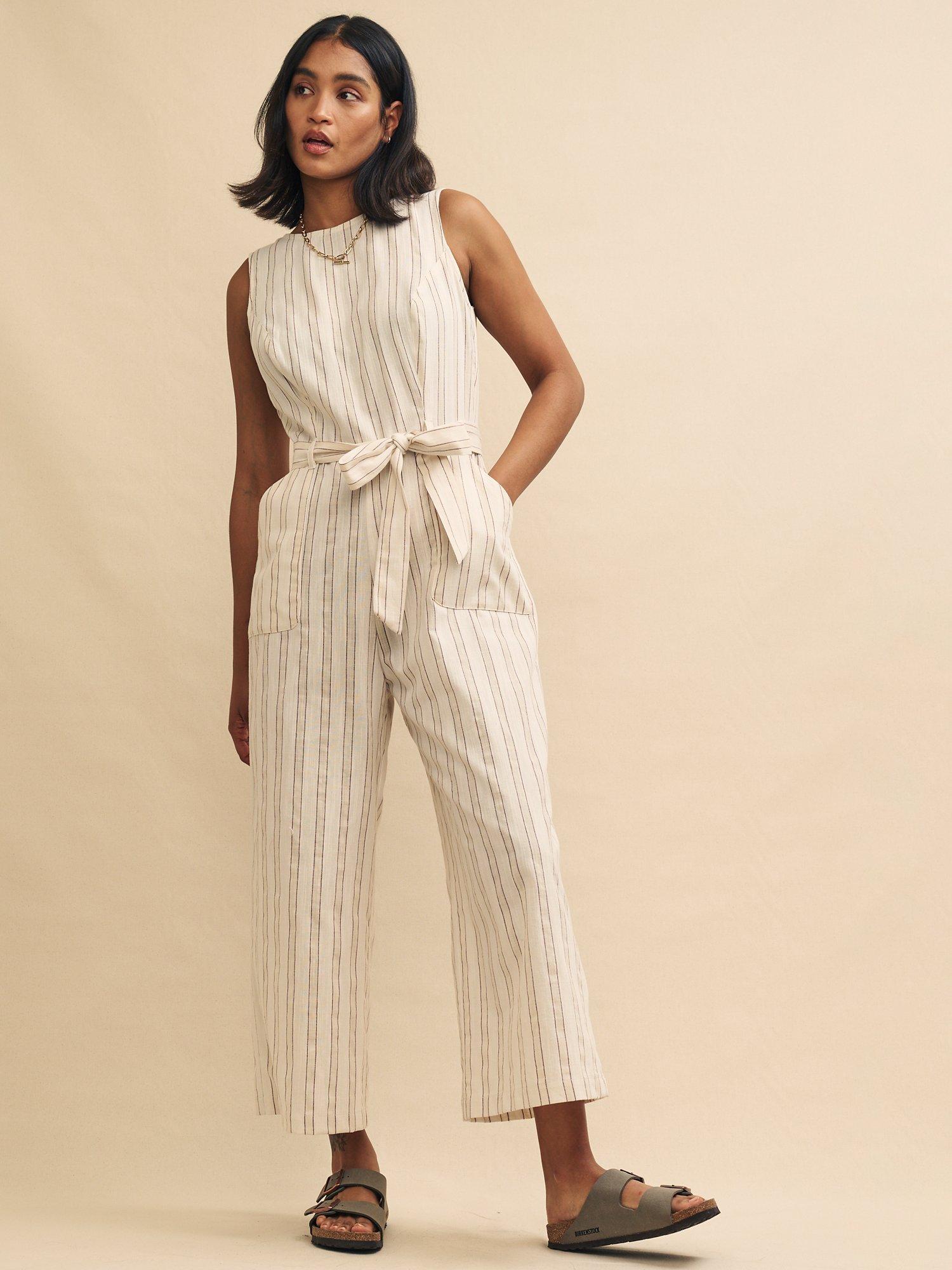 Nobody's Child Adeline Stripe Organic Cotton Jumpsuit, Neutral