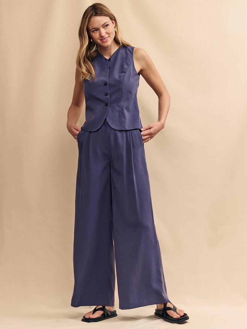 Product image 1 of 5, which shows Nobody's Child Malena Wide Leg Trousers, Blue, 12
