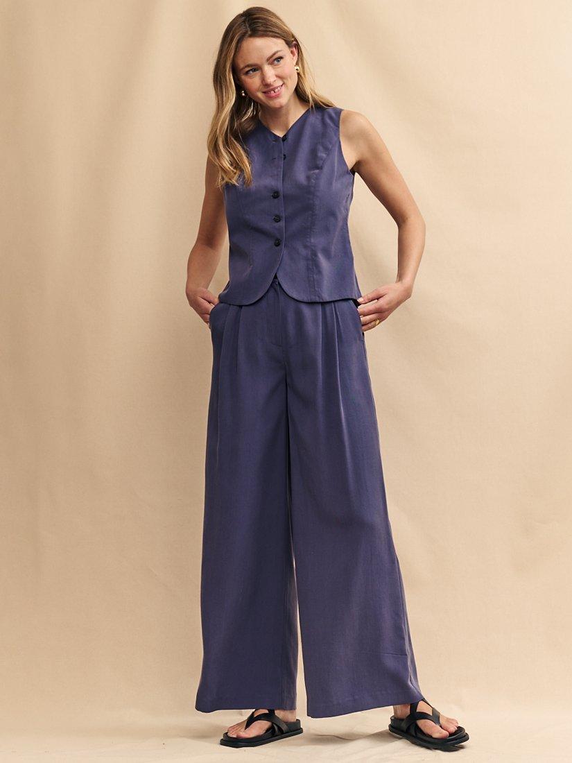 Product image 2 of 5, which shows Nobody's Child Malena Wide Leg Trousers, Blue, 12