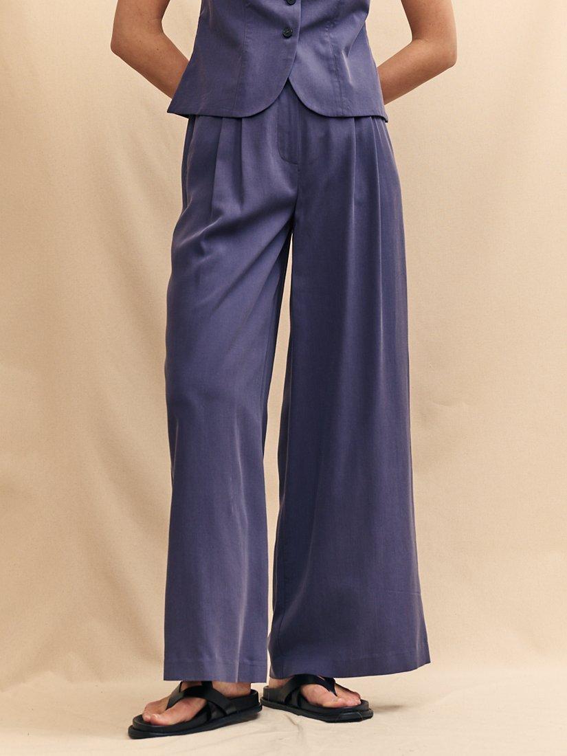 Product image 4 of 5, which shows Nobody's Child Malena Wide Leg Trousers, Blue, 12