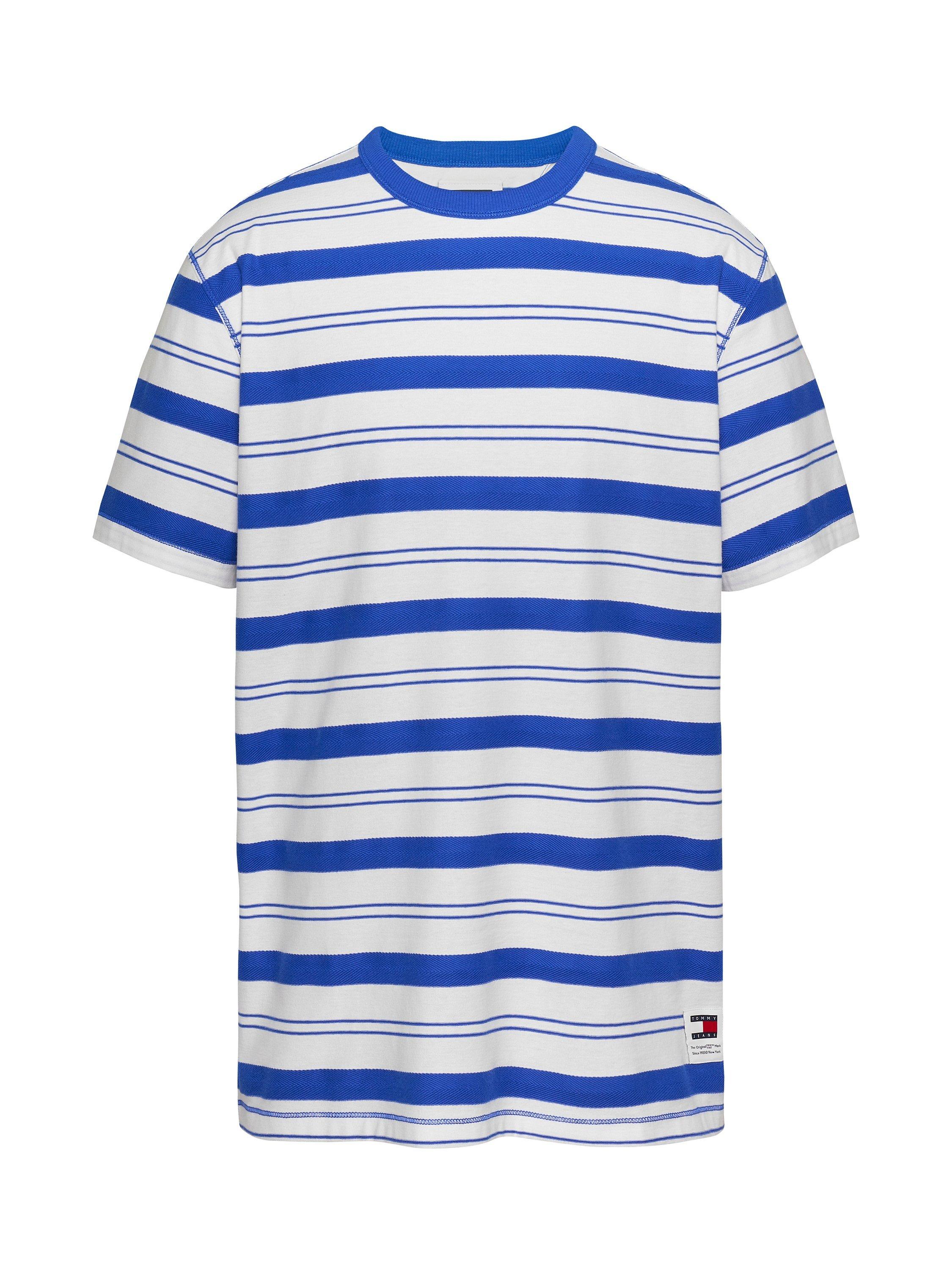 Tommy Jeans Stripe Regular Fit T-Shirt, Persian Blue