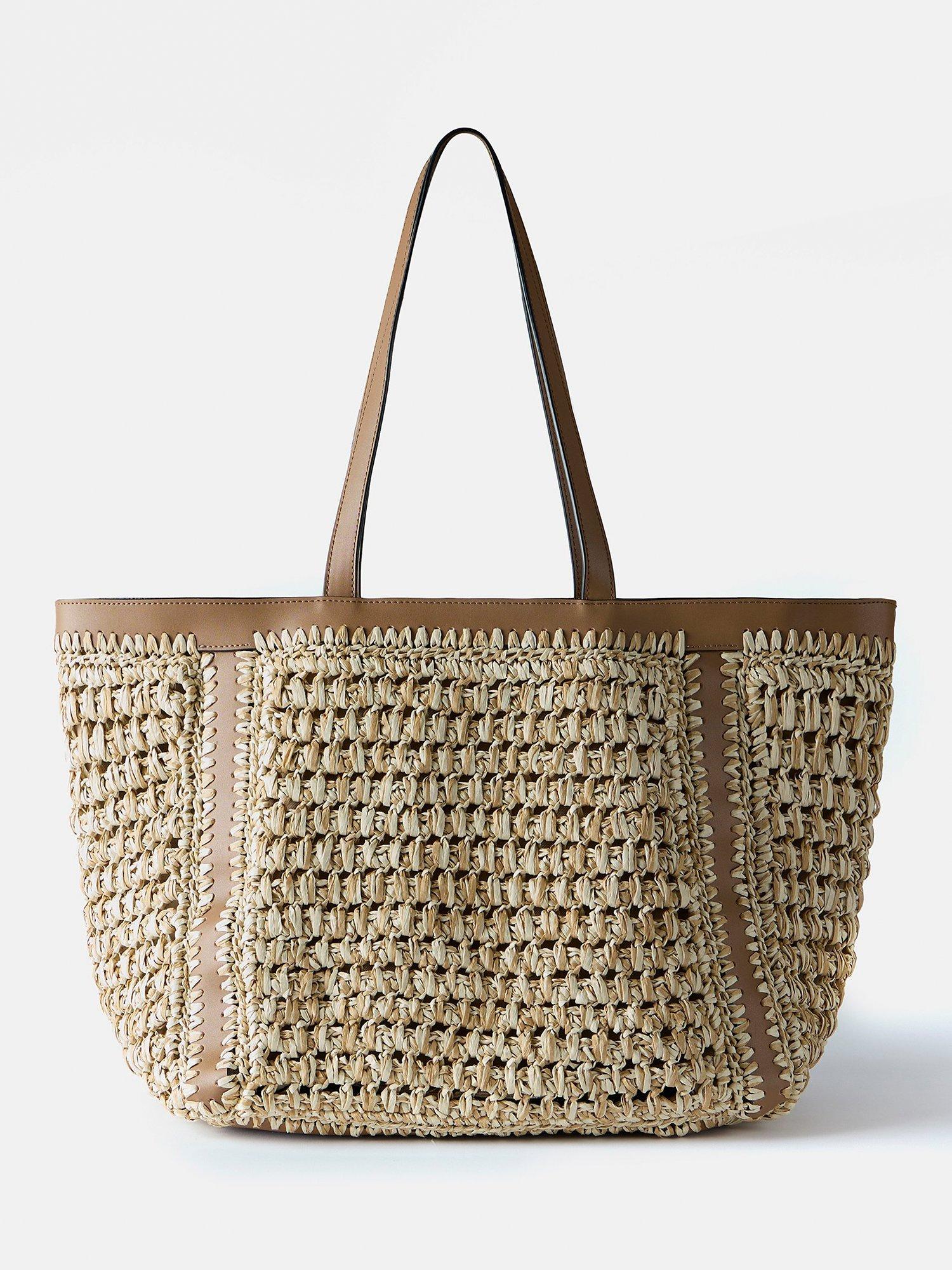 Mint Velvet Woven Tote Bag, Brown Tan