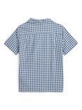 Ralph Lauren Kids' Short Sleeve Gingham Cotton Shirt, Off White/Blue