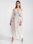 Hobbs Asher Floral Silk Maxi Dress, Ivory/Multi