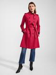 Hobbs Saskia Double Breasted Trench Coat, Cerise Pink