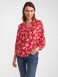 Hobbs Essie Floral Notch Neck Blouse, Red/Multi