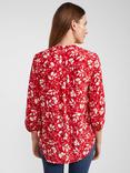 Hobbs Essie Floral Notch Neck Blouse, Red/Multi