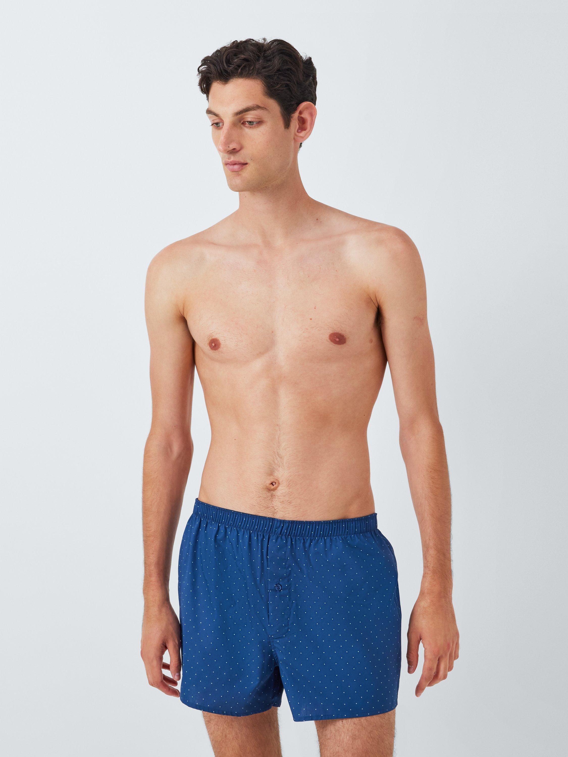 John Lewis Organic Cotton Woven Pin Spot Boxers Pack of 3 Black Blue Purple