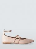 John Lewis Harpe Leather Triple Strap Pointed Sachetto Ballerina Pumps, Nude