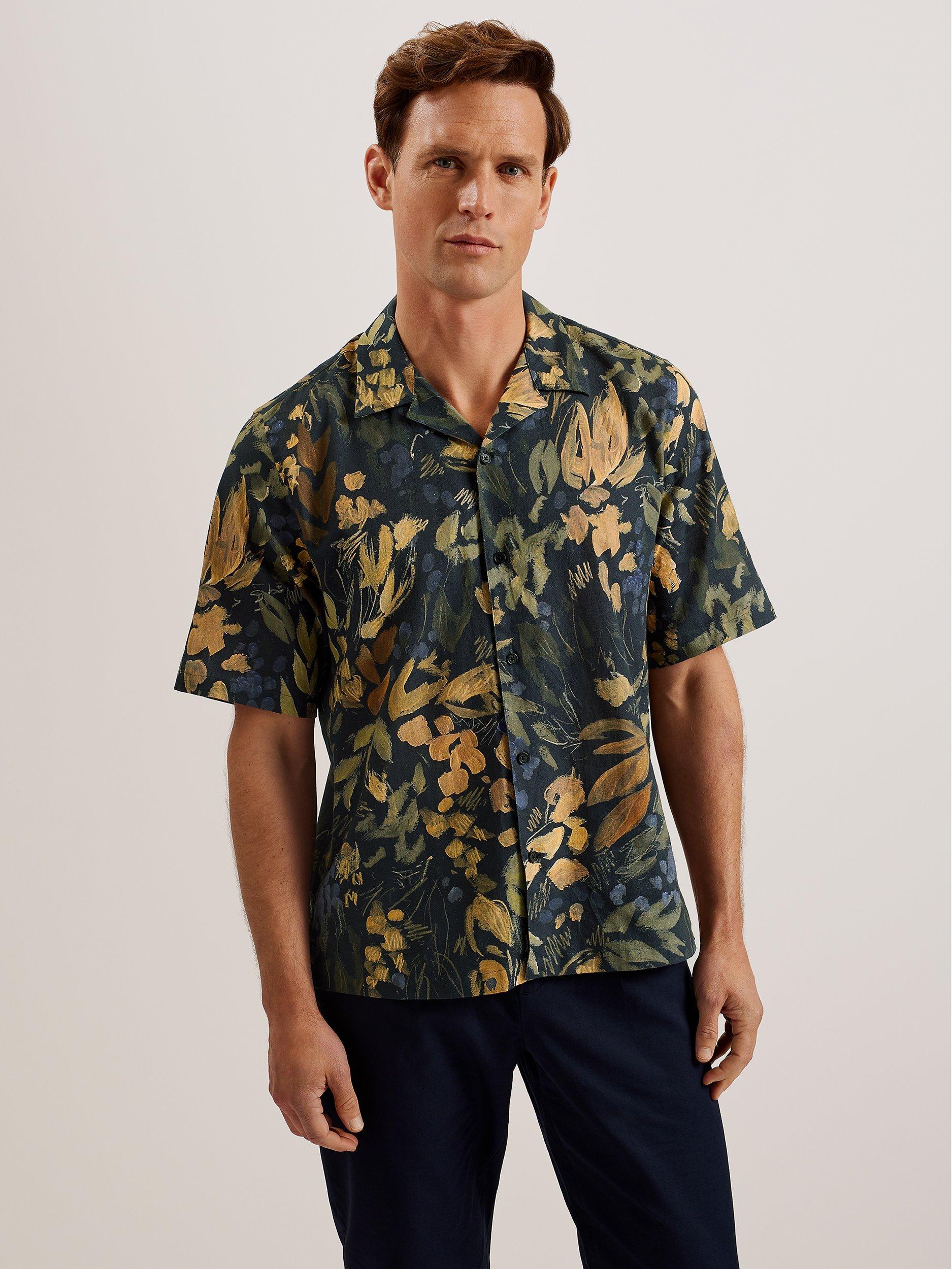 Ted Baker Moselle Short Sleeve Floral Shirt, Black/Multi