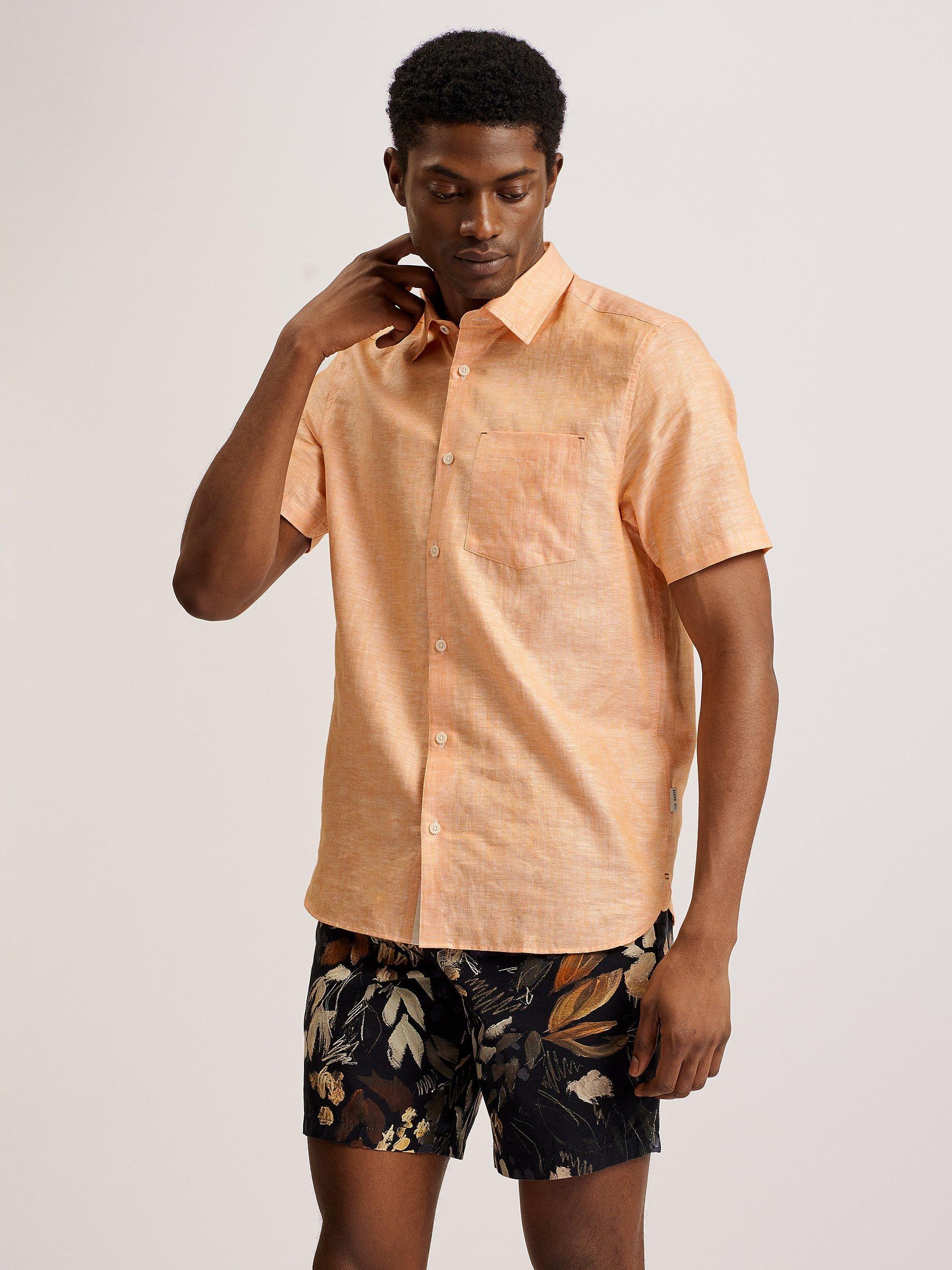 Ted Baker Palomas Short Sleeve Shirt, Orange Dark