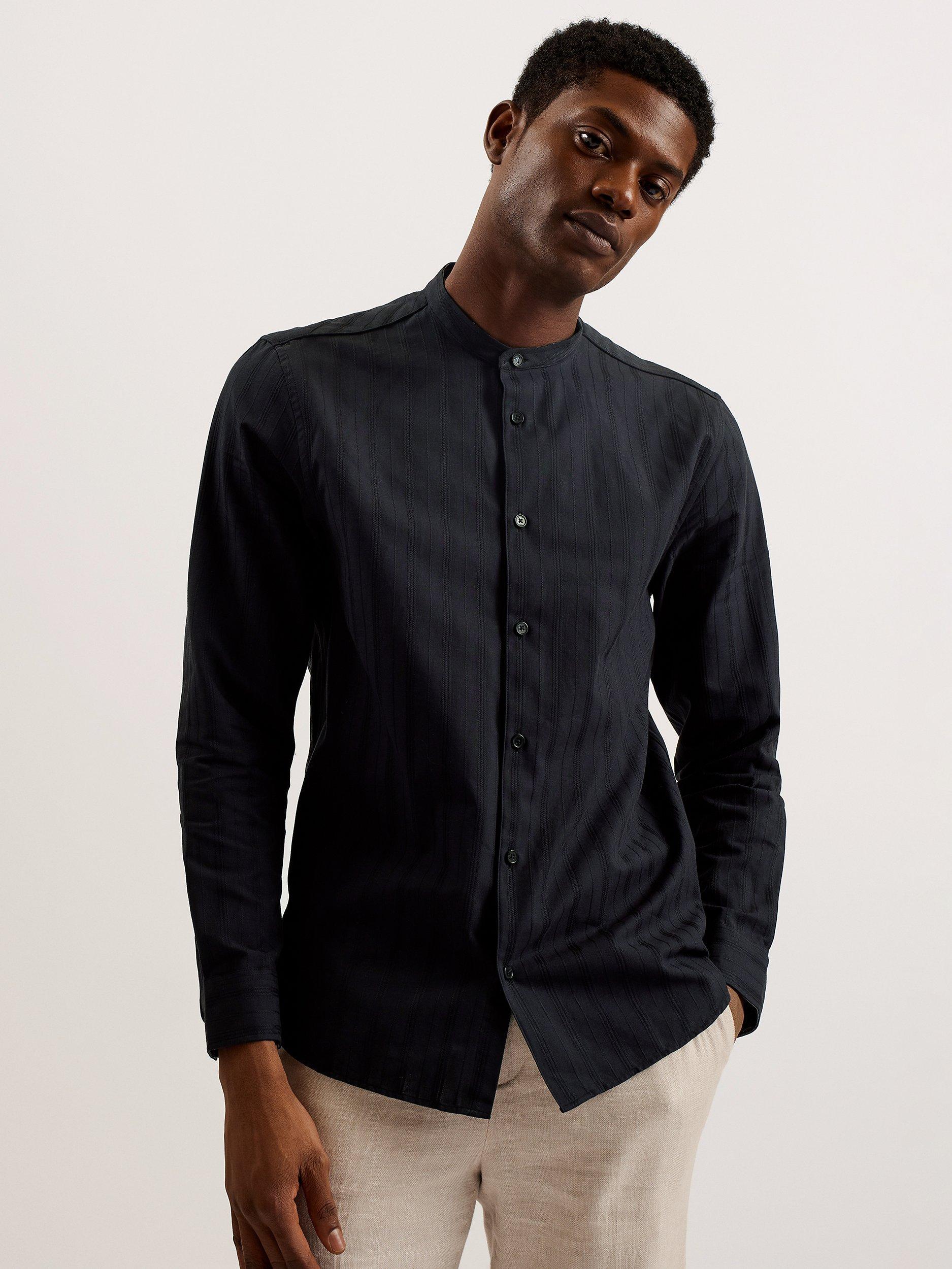 Ted Baker Fier Grandad Collar Stripe Shirt